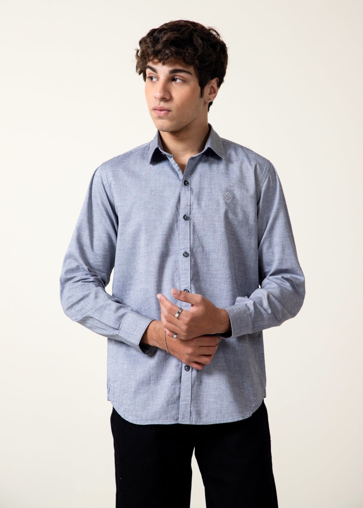 chambray Casual Shirt in Slate grey