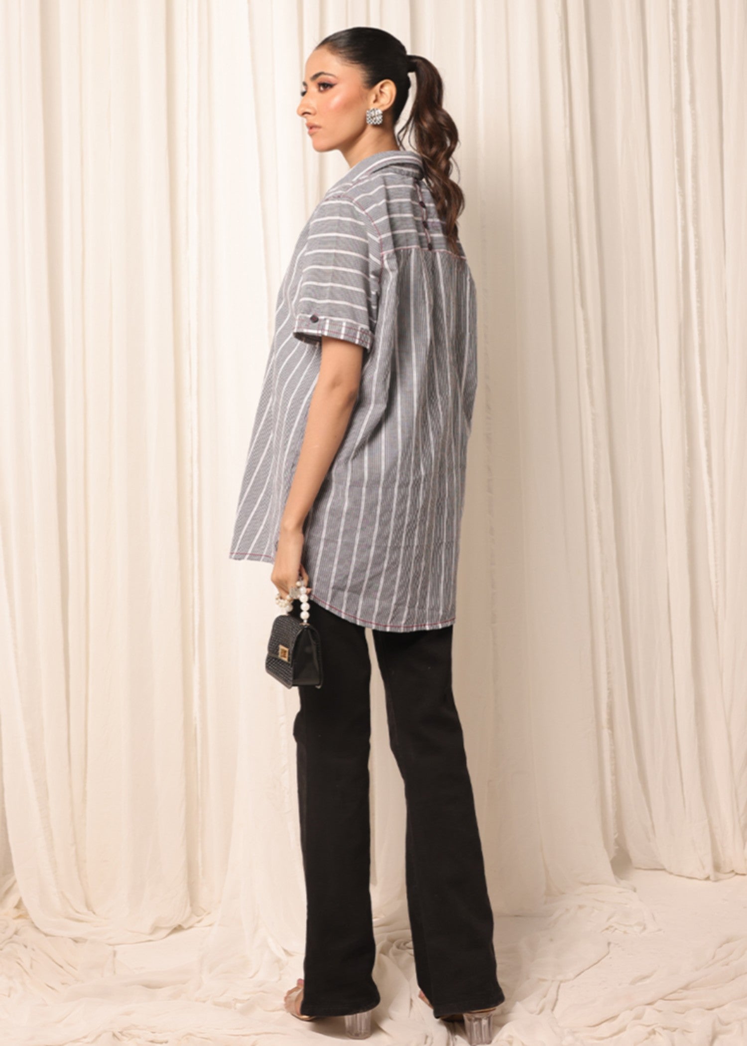 yarn dyed Kurti in Black