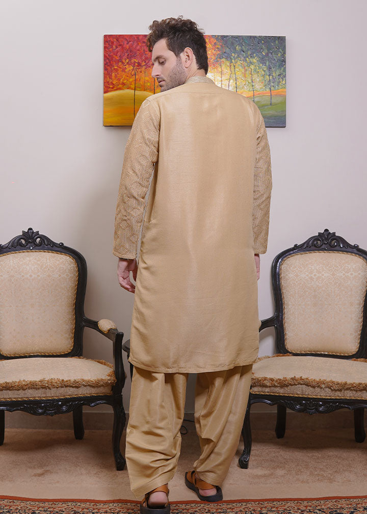raw silk Shalwar Kameez in Gold