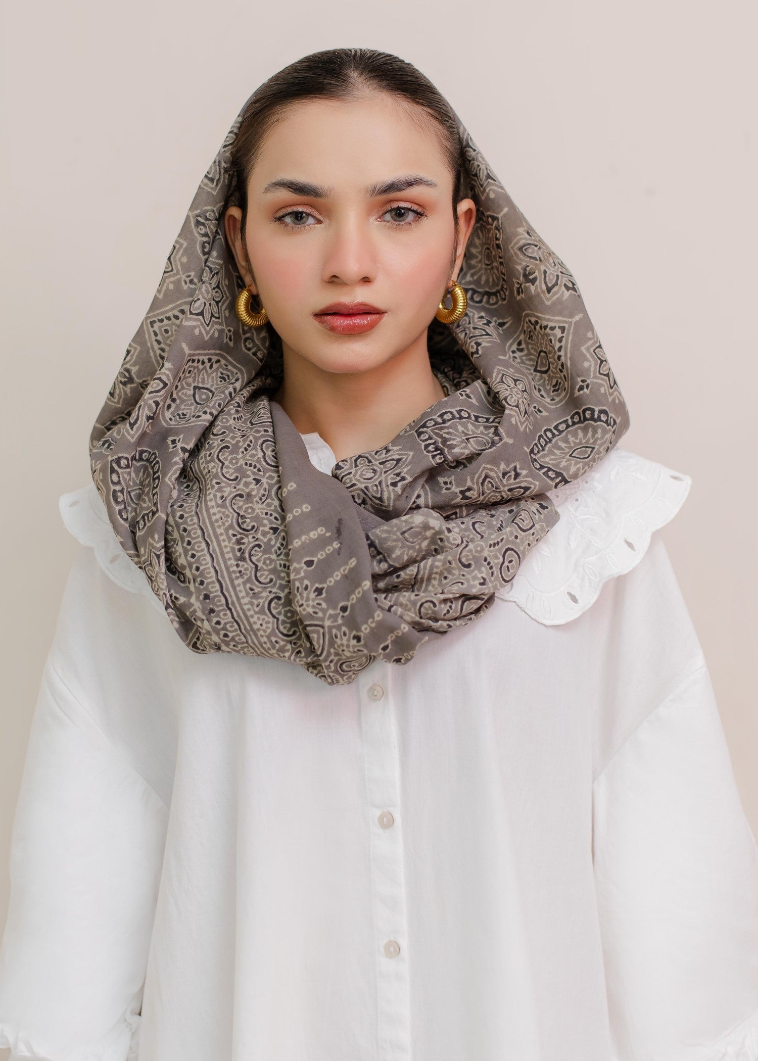 lawn cotton Hijab in Grey