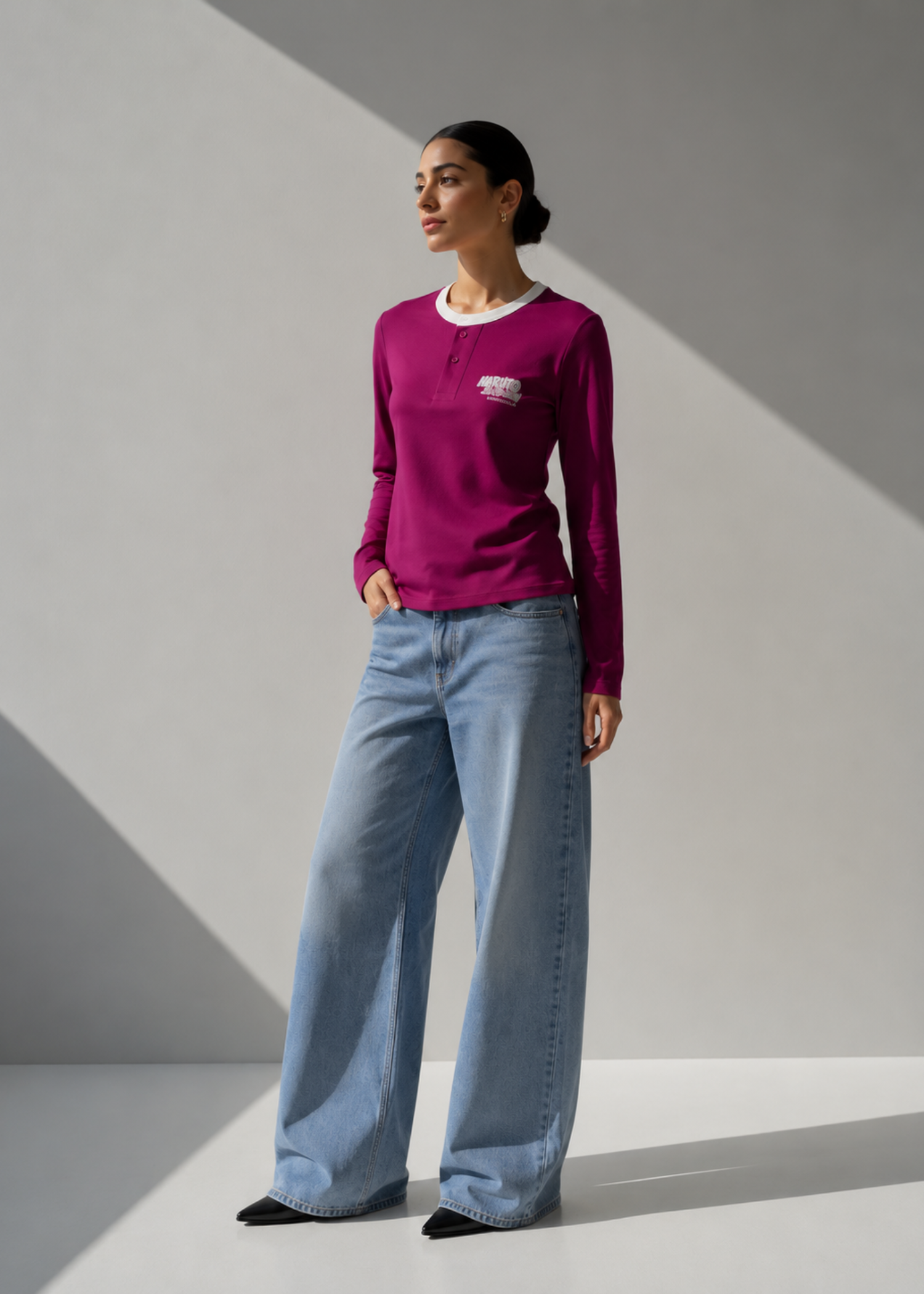 cotton jersey T Shirt in Raspberry pink