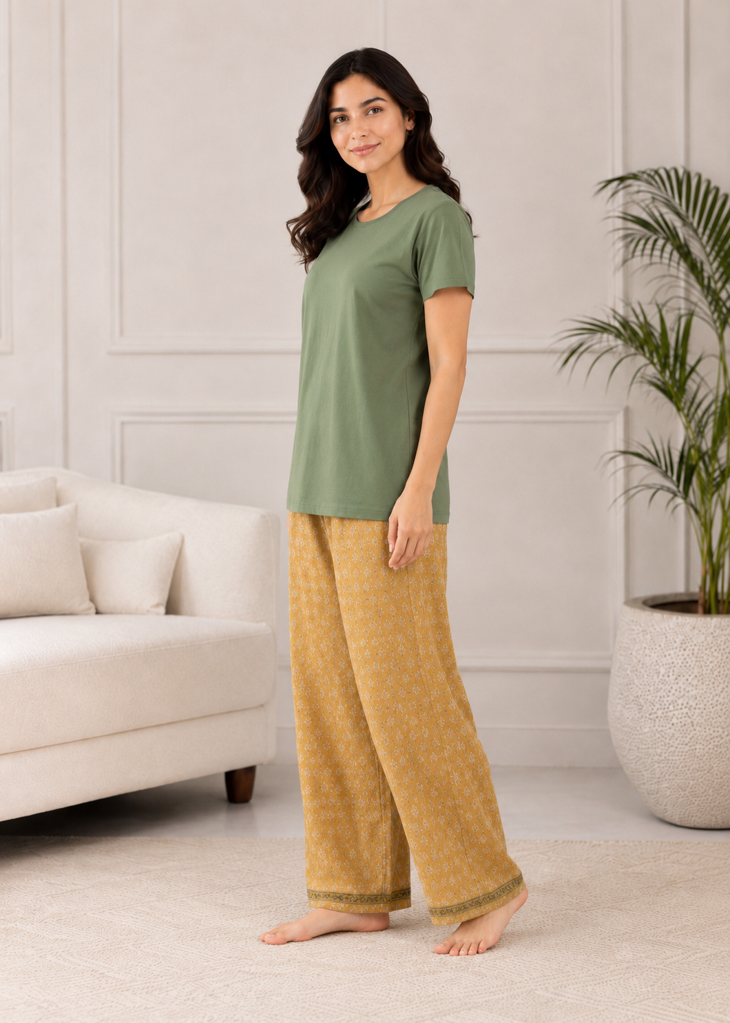 single jersey knit T Shirt in Fern green