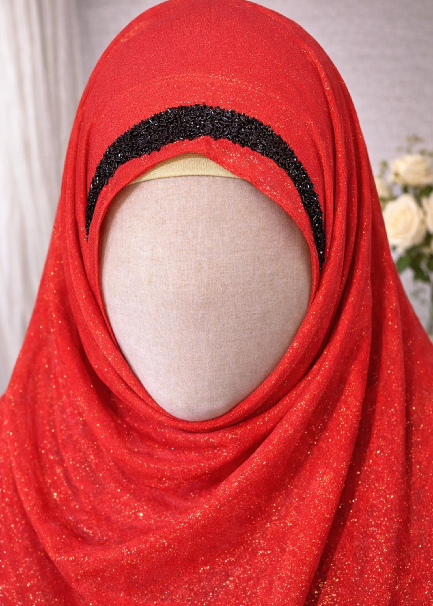 georgette chiffon Hijab in Fire red