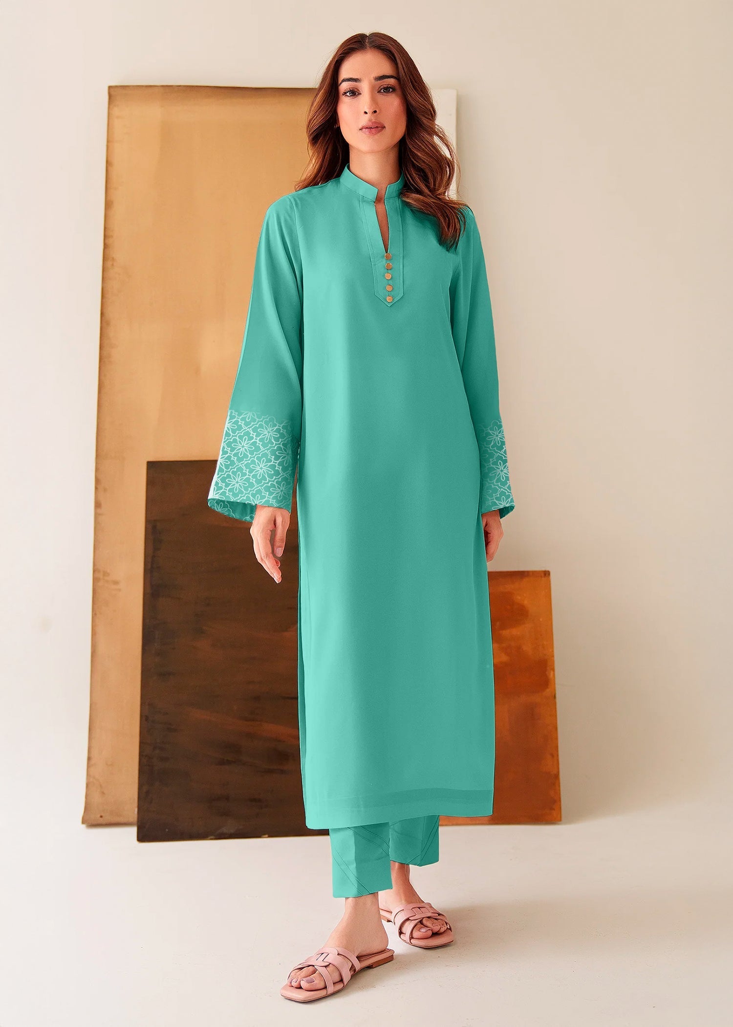 tropical Co ord Sets in Dark cyan