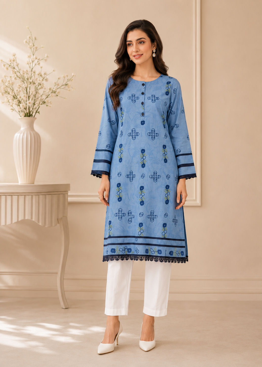 lawn Unstitched in Light blue
