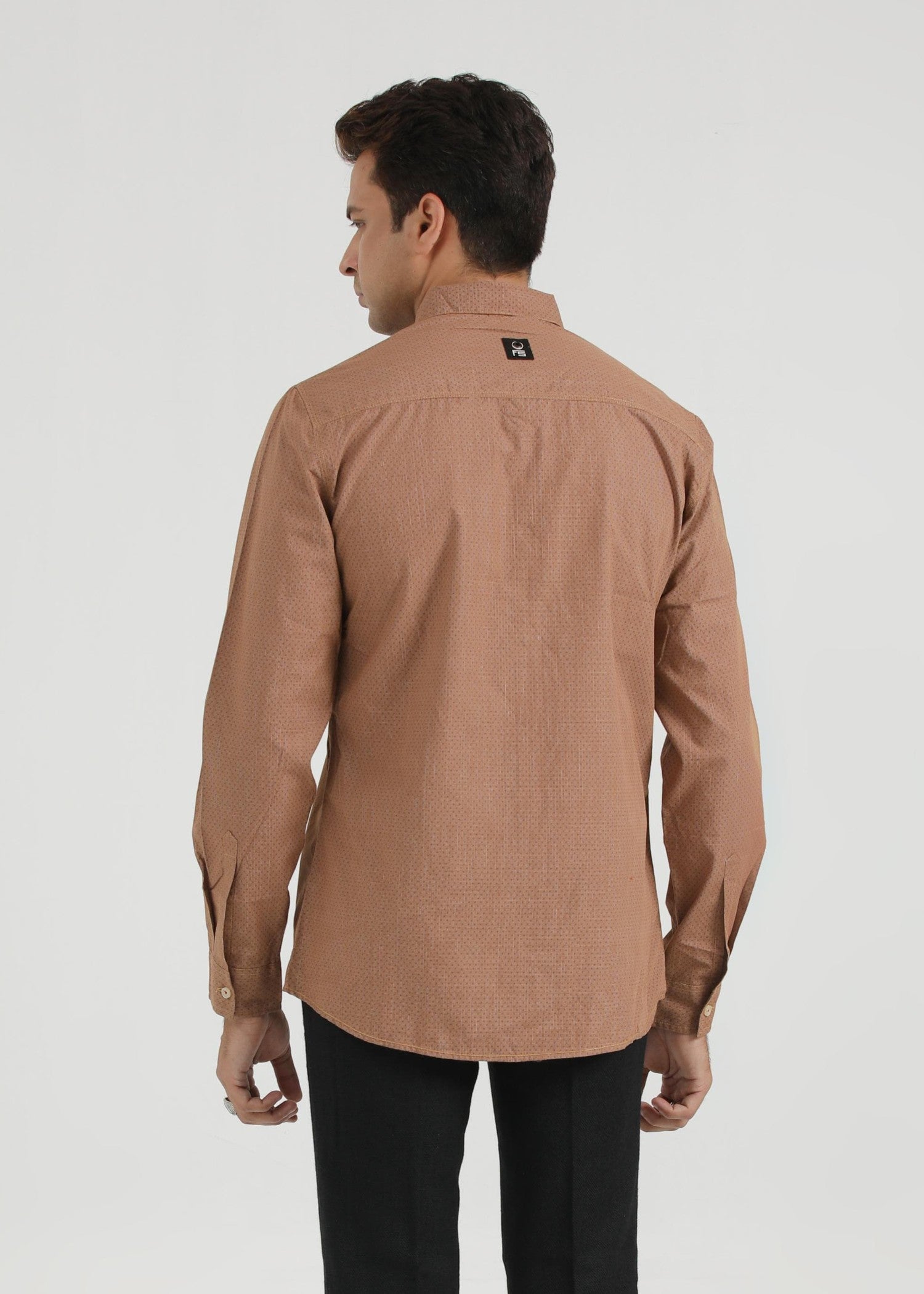 cotton dobby Casual Shirt in Brown