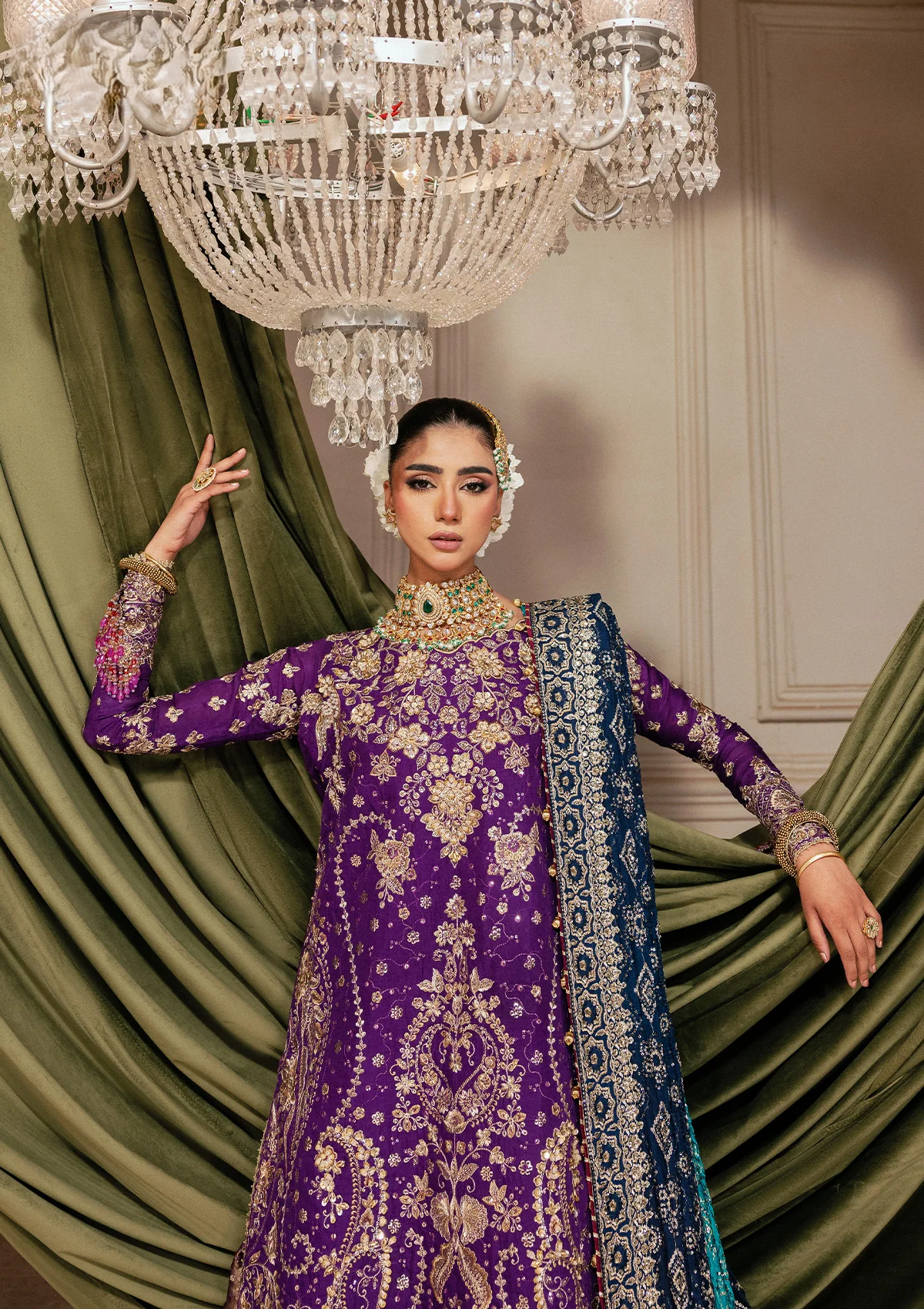 medium silk Gharara in Purple heart