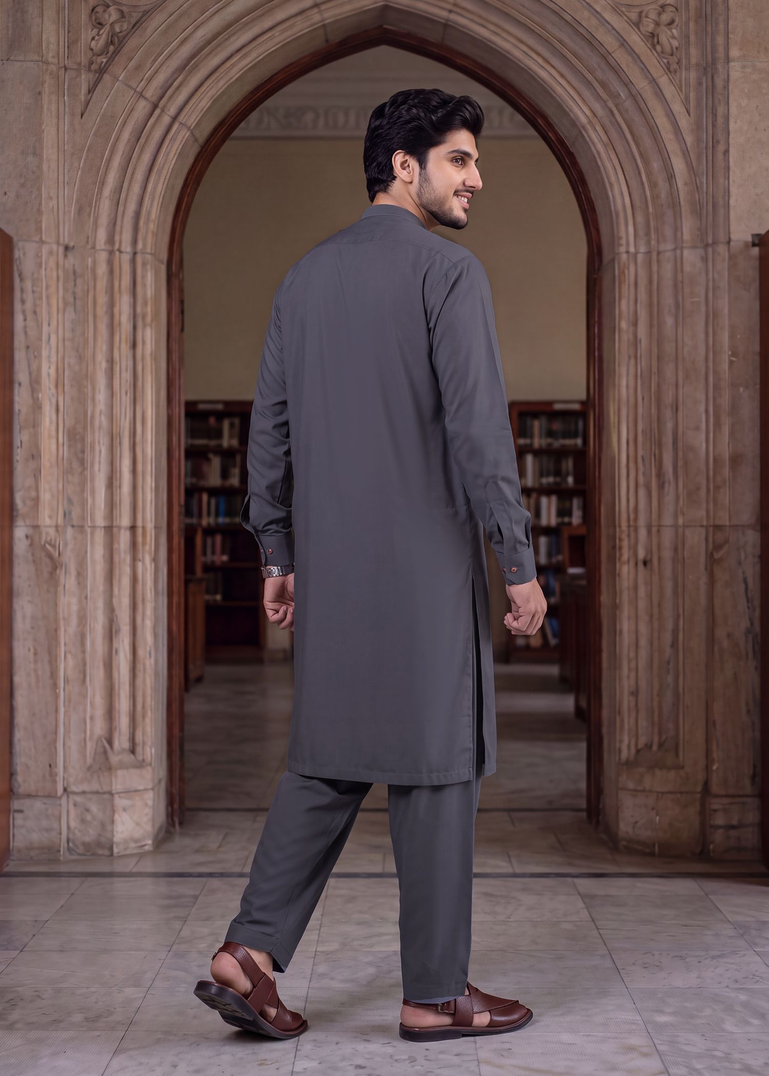 wash & wear Shalwar Kameez in Charcoal