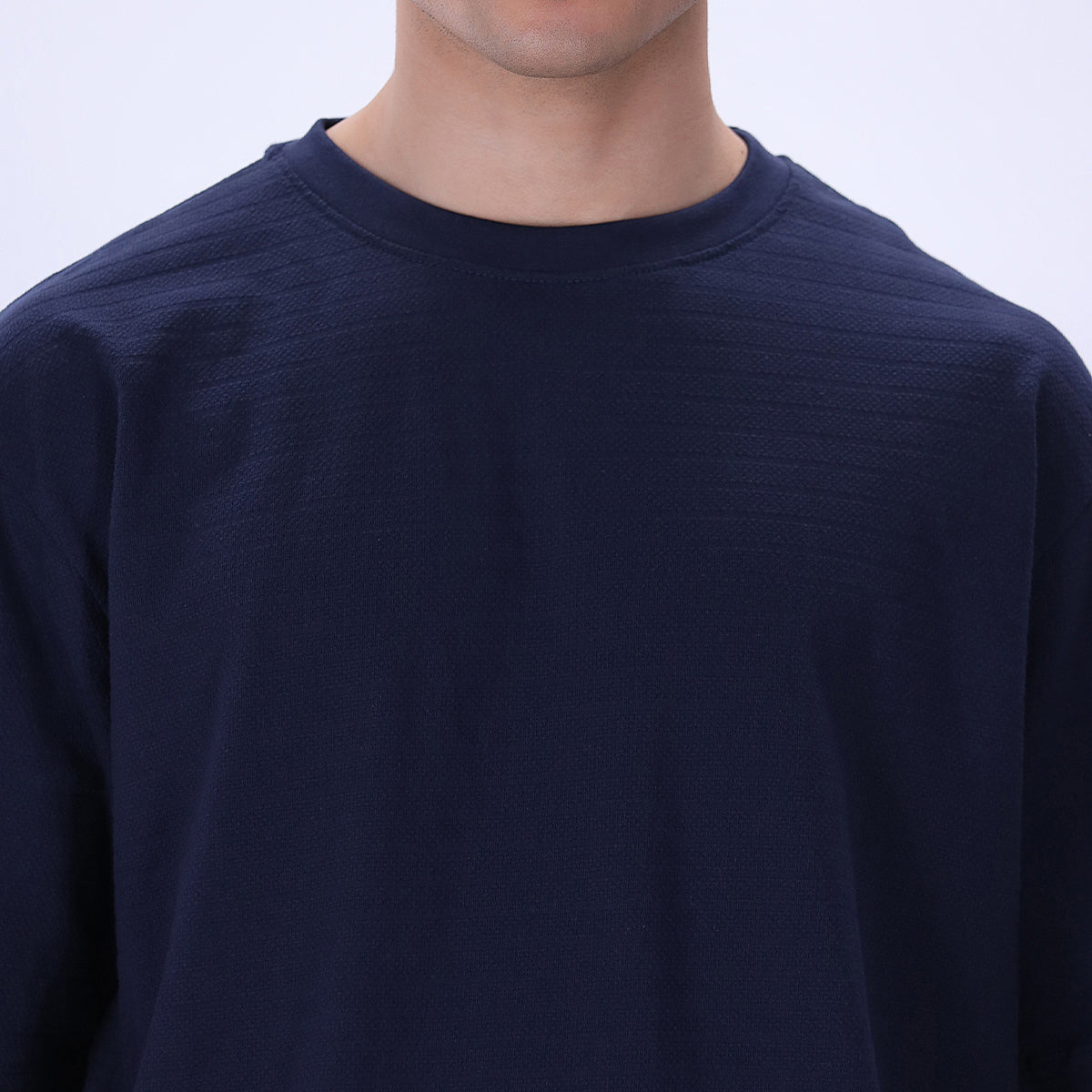 cotton dobby T Shirt in Navy blue