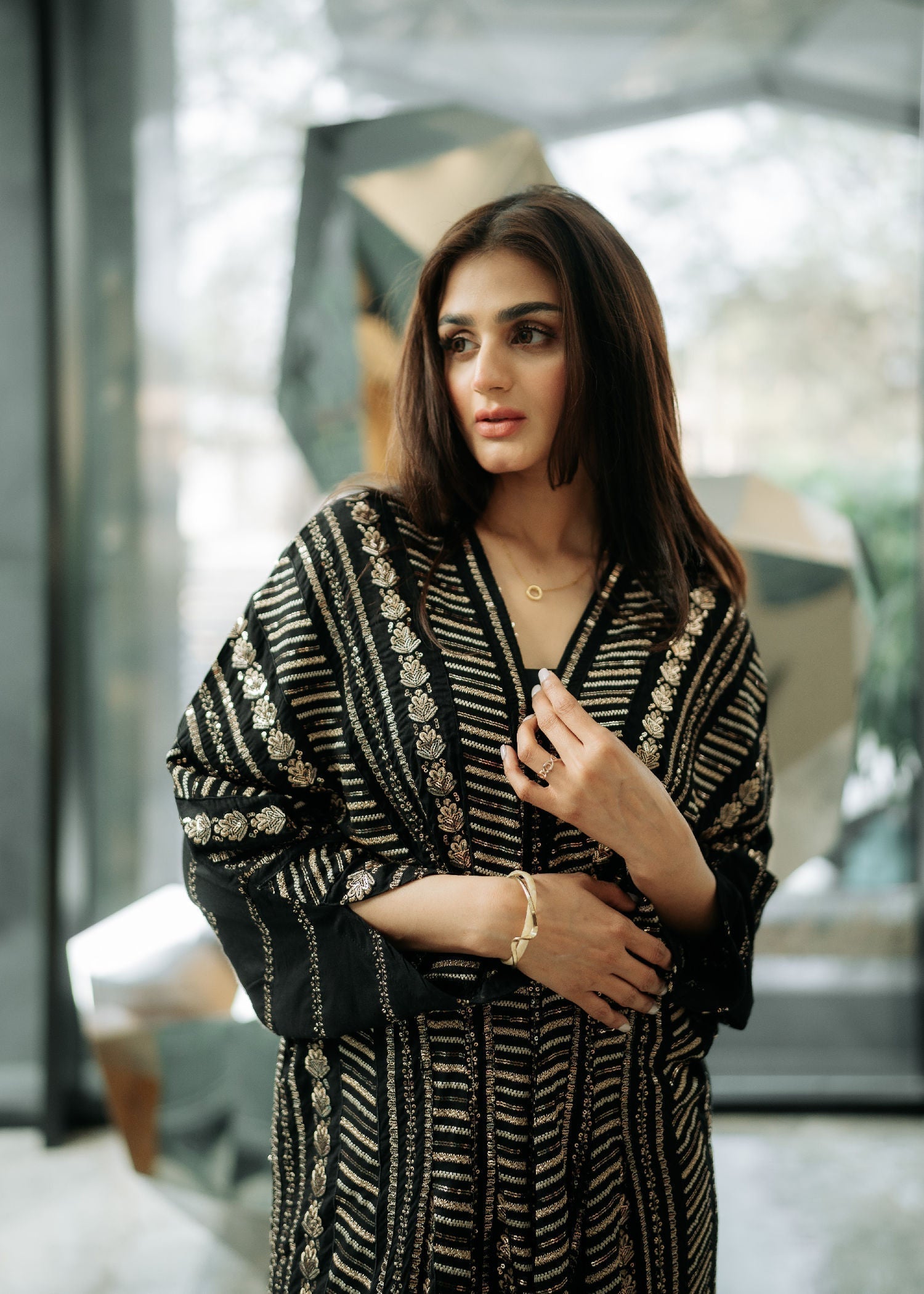 cotton Kaftan in Black