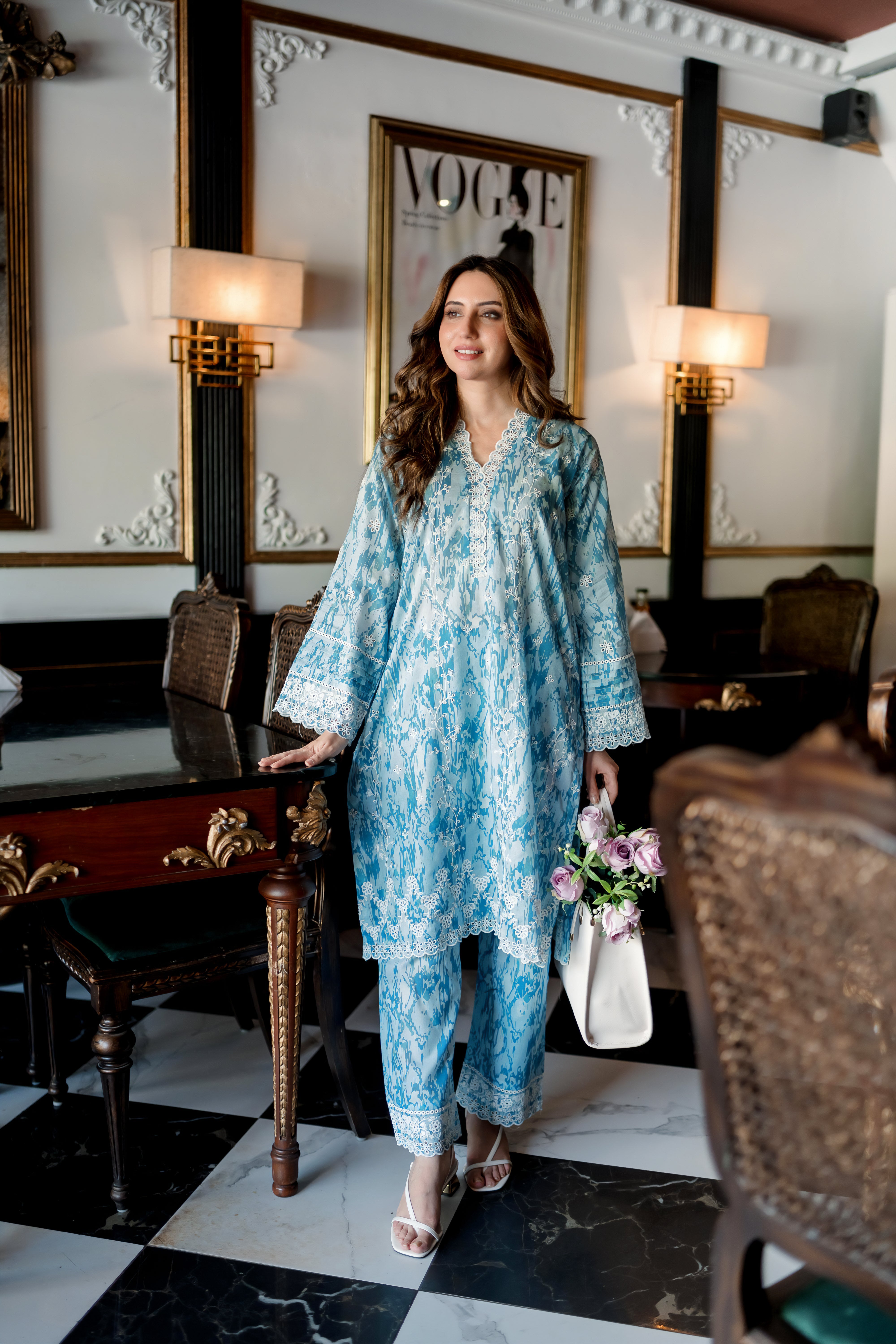 cambric Kurti in Light blue