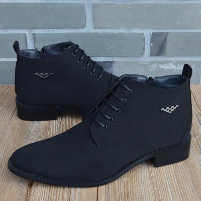 Fashion Business Casual Leather Shoes Men's Pointed Toe Short Martin Boots