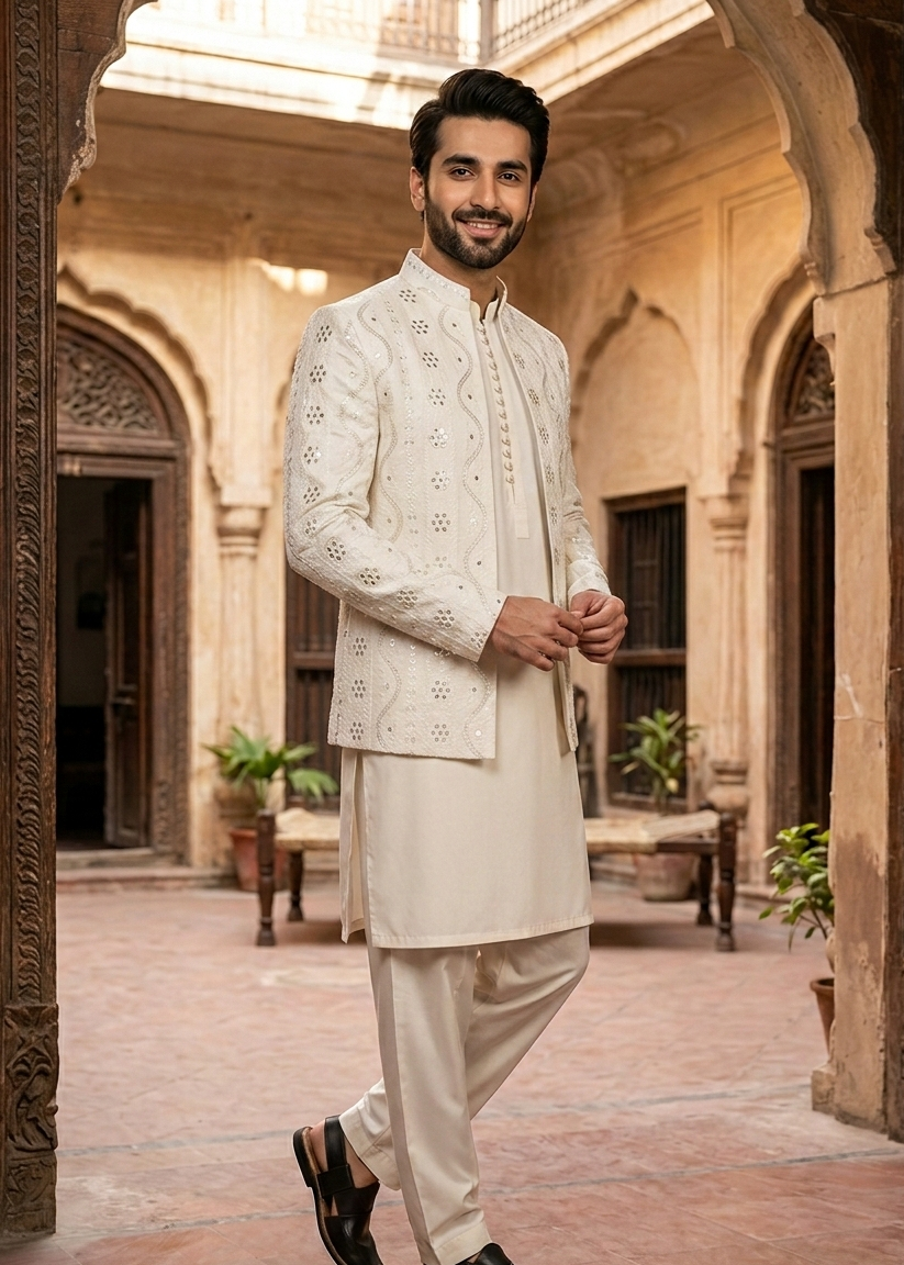 silk Prince Coat in Pearl white