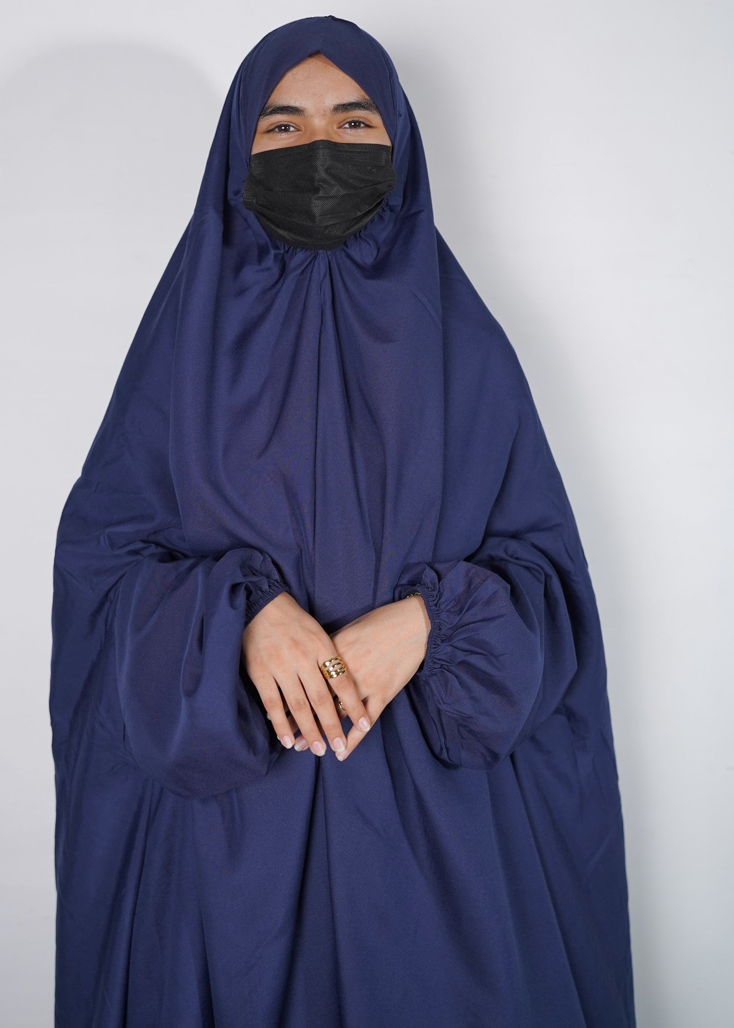 cotton linen Chaddar in Navy blue