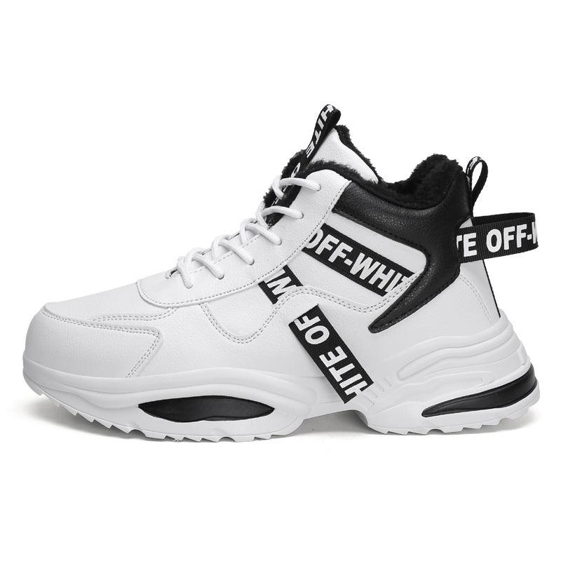 Warm high-top shoes with fleece