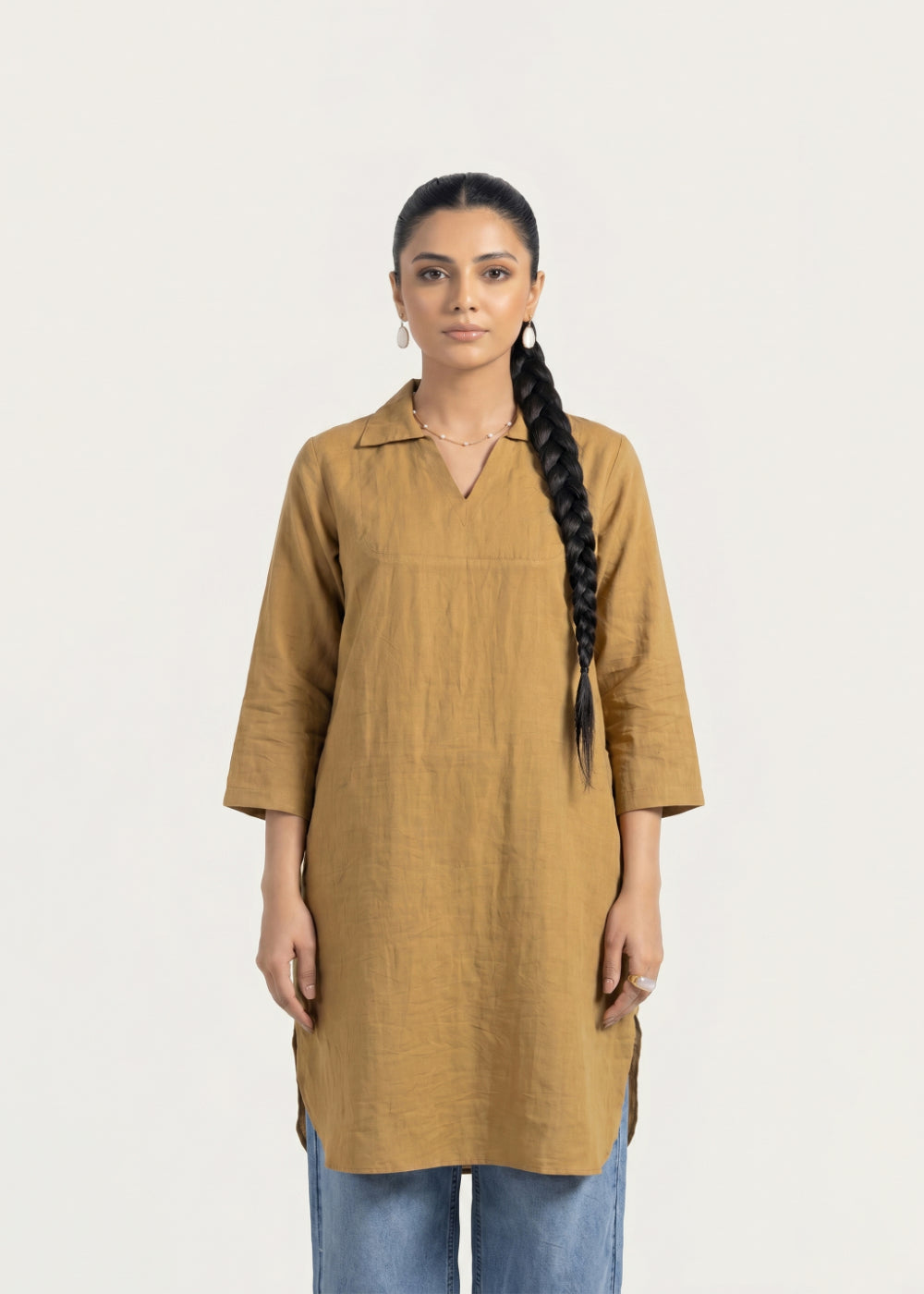 linen Kurti in Autumn gold