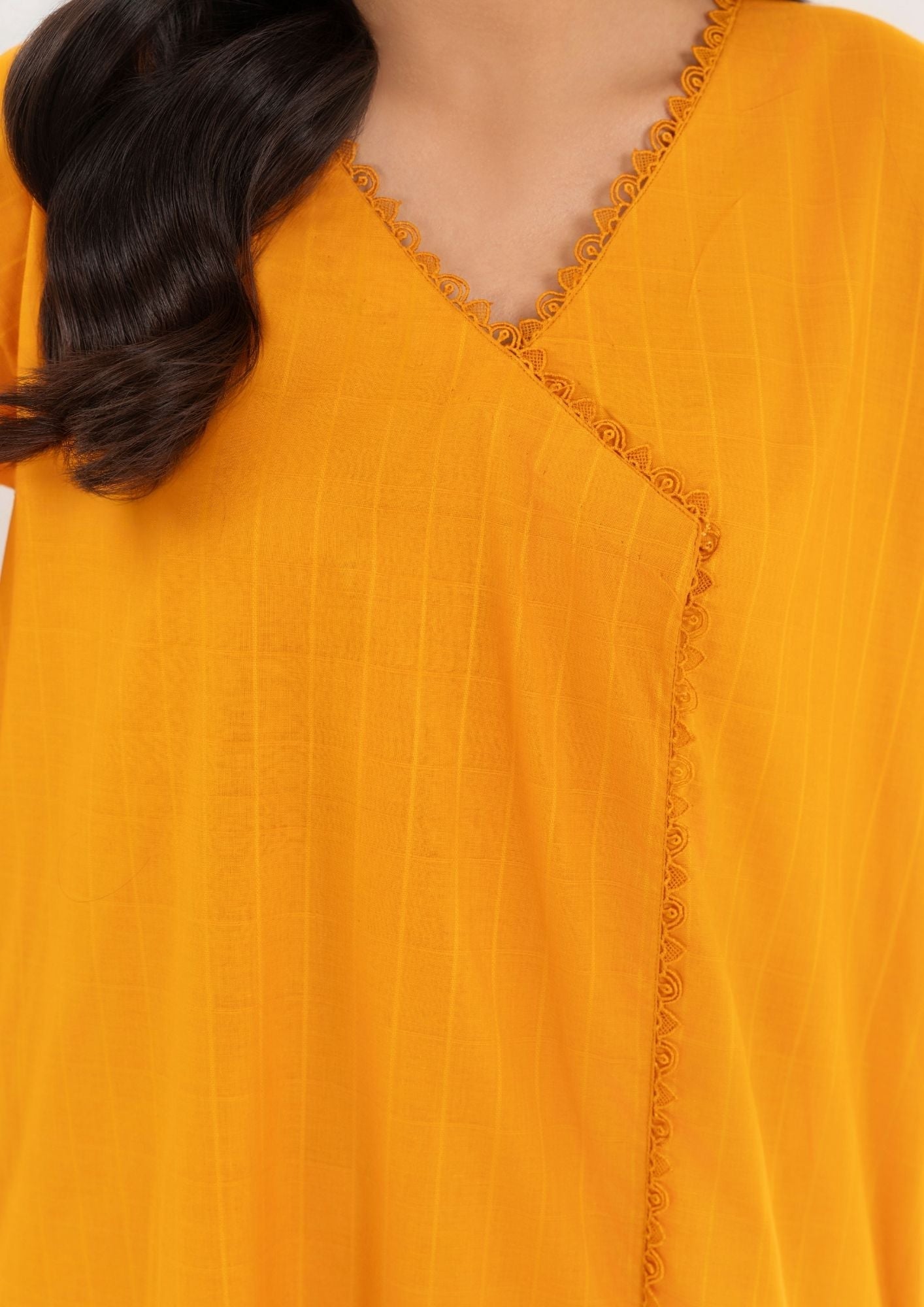 lawn cotton Angrakha in Mustard