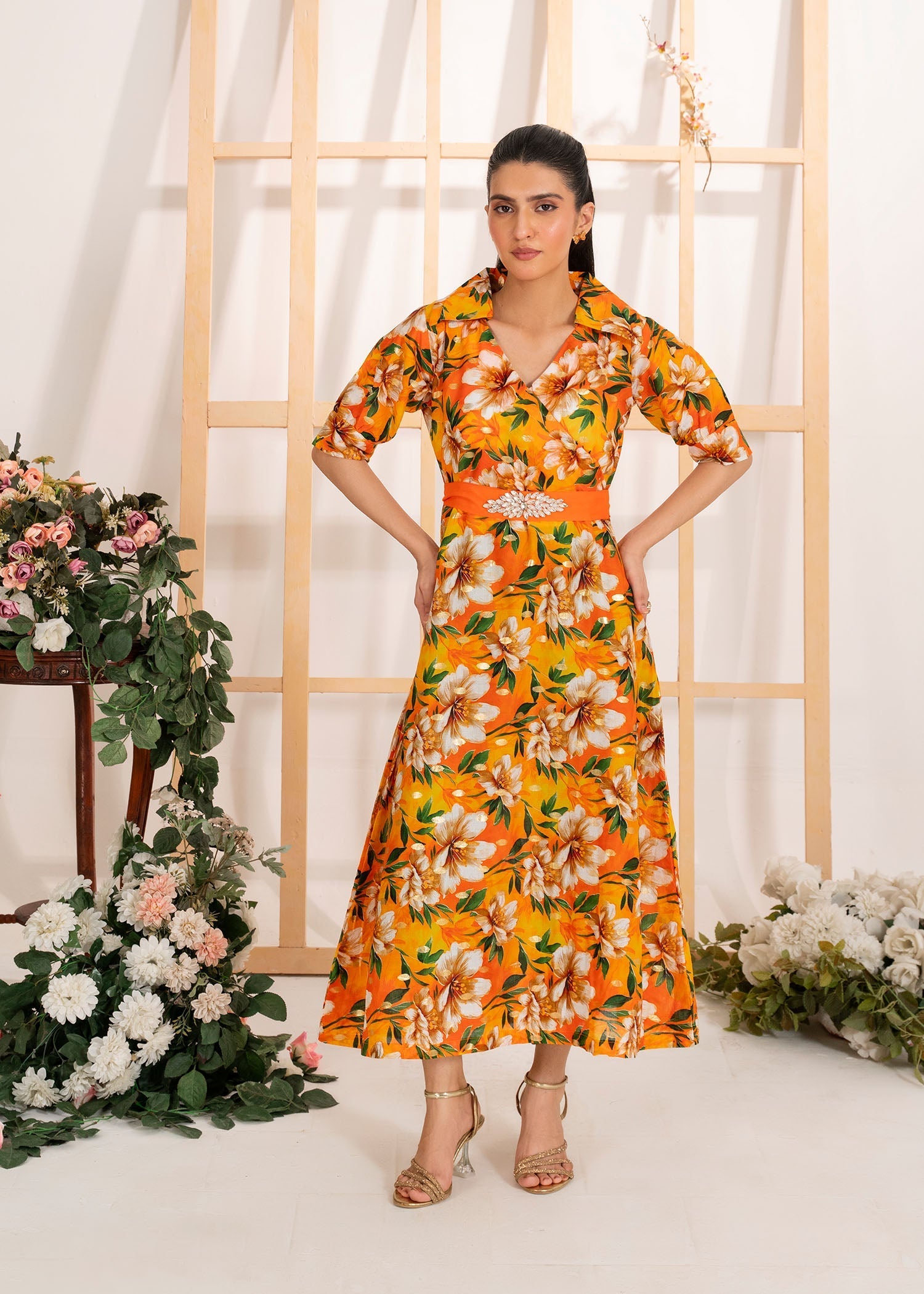 lawn Maxi in Pumpkin orange