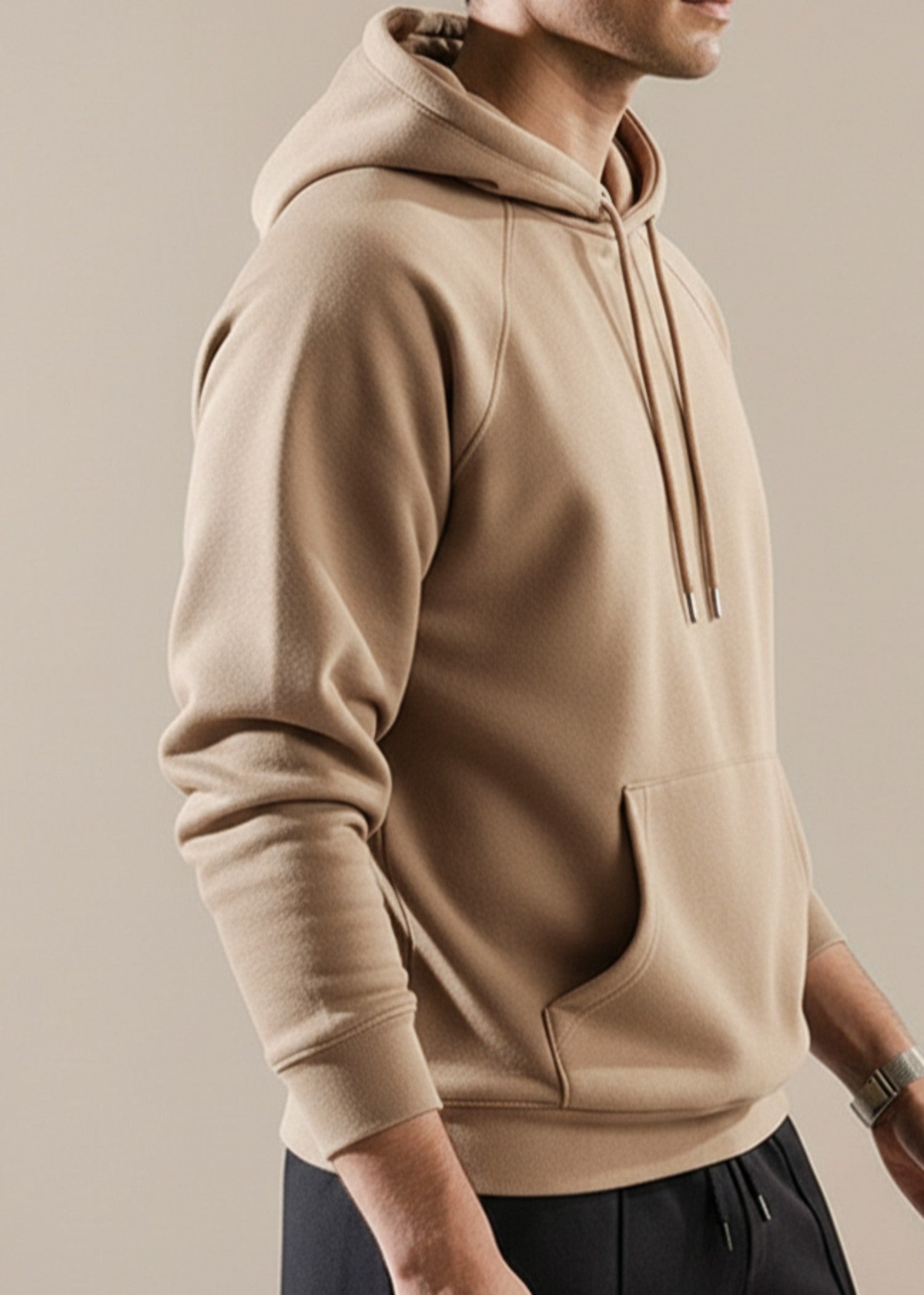 cotton Hoodie in Khaki brown