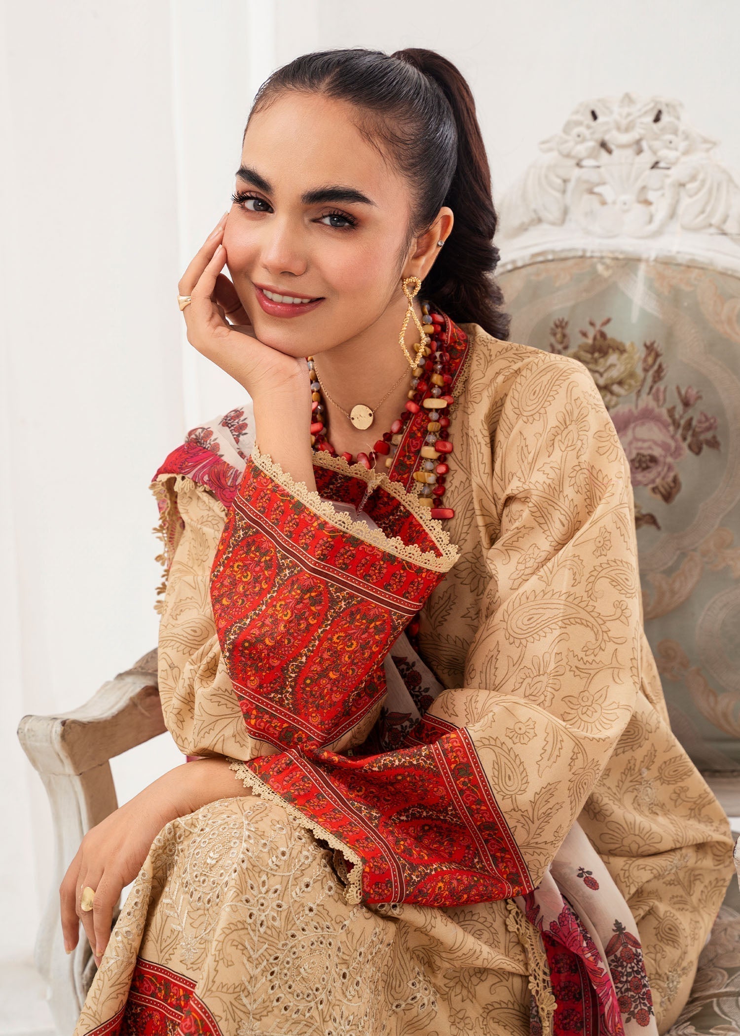 lawn Kurta Set in Wheat