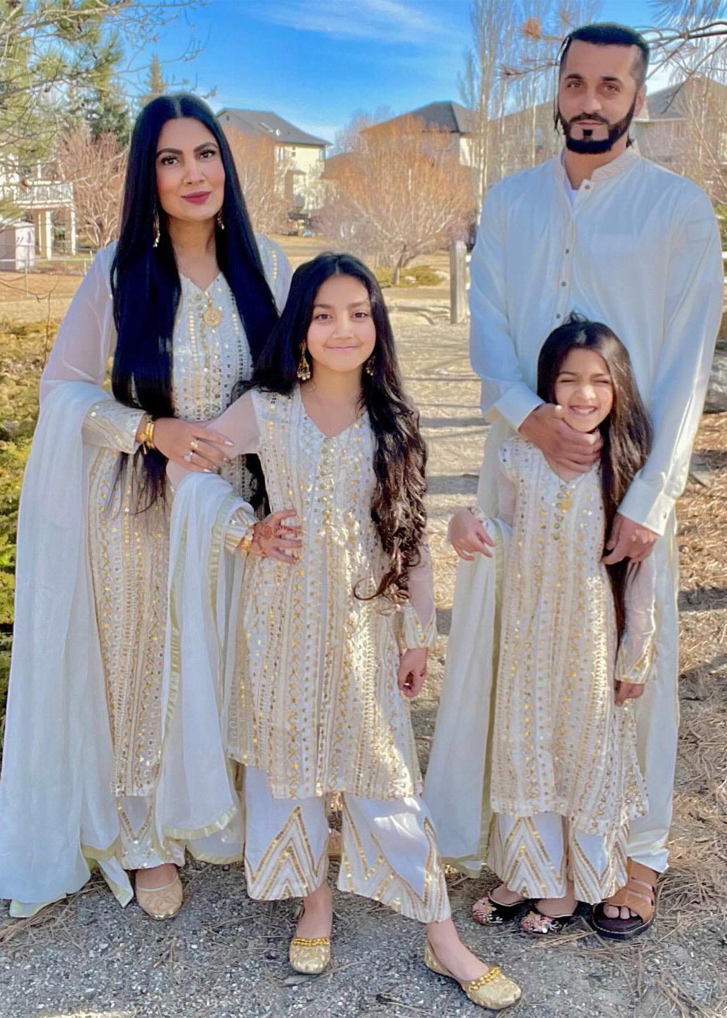chikankari cotton Gown in White