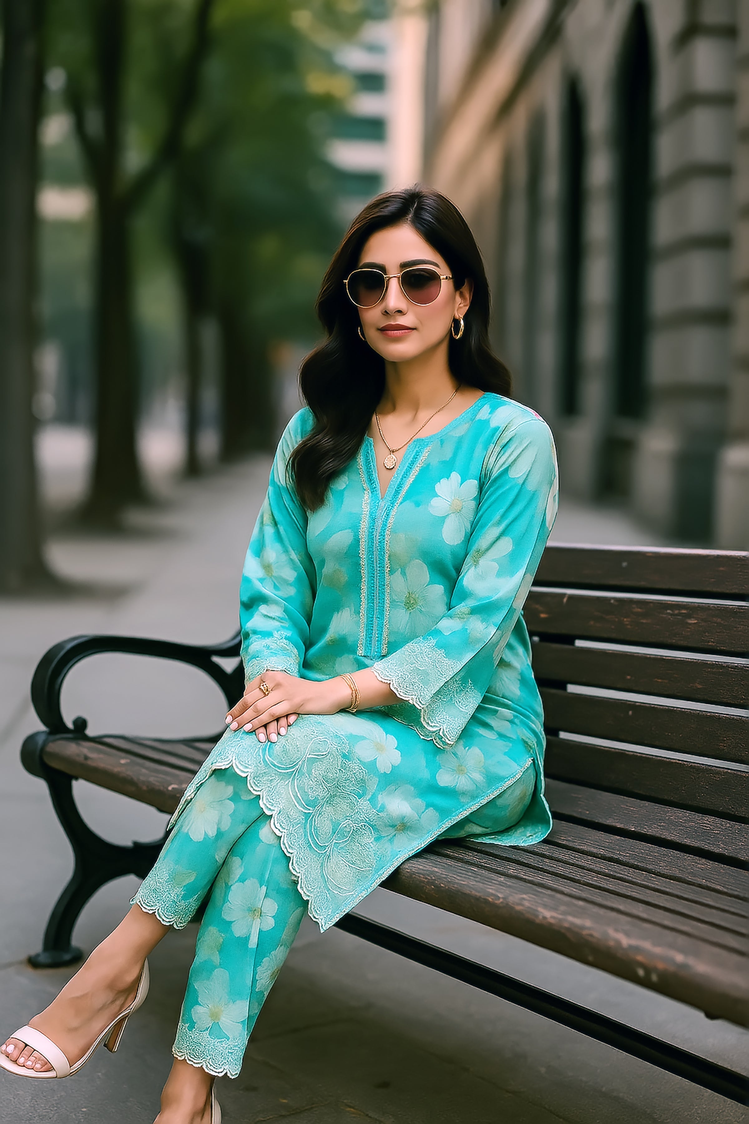 cambric Co Ord Sets in Turquoise