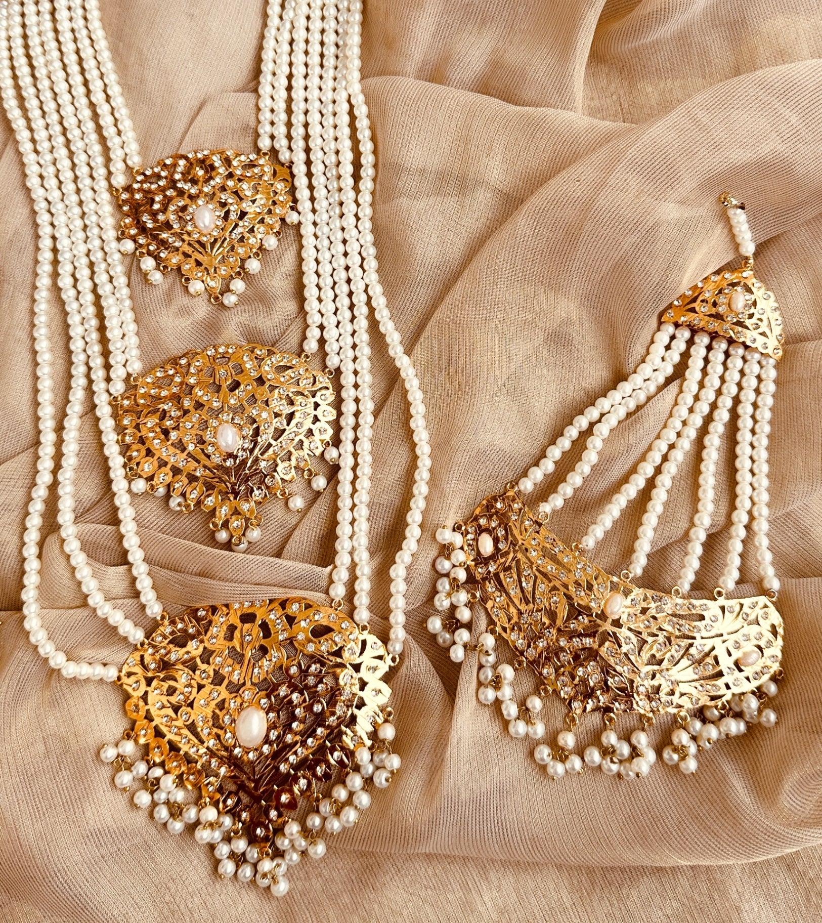 Jewelry Set in Pearl white Color by - Trendy Women Jewelry Set ZED0037