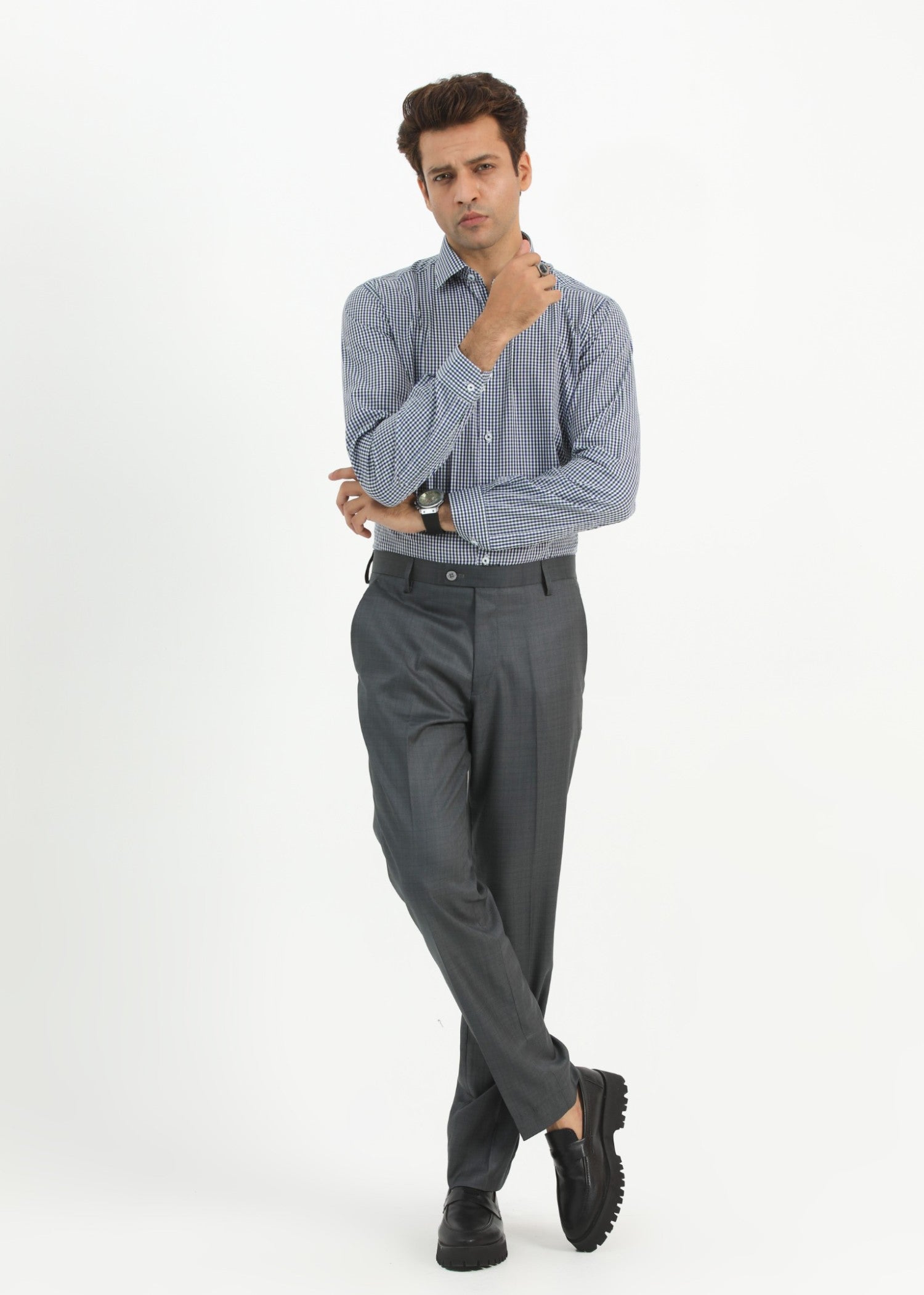 cotton Formal Shirt in Blue, white