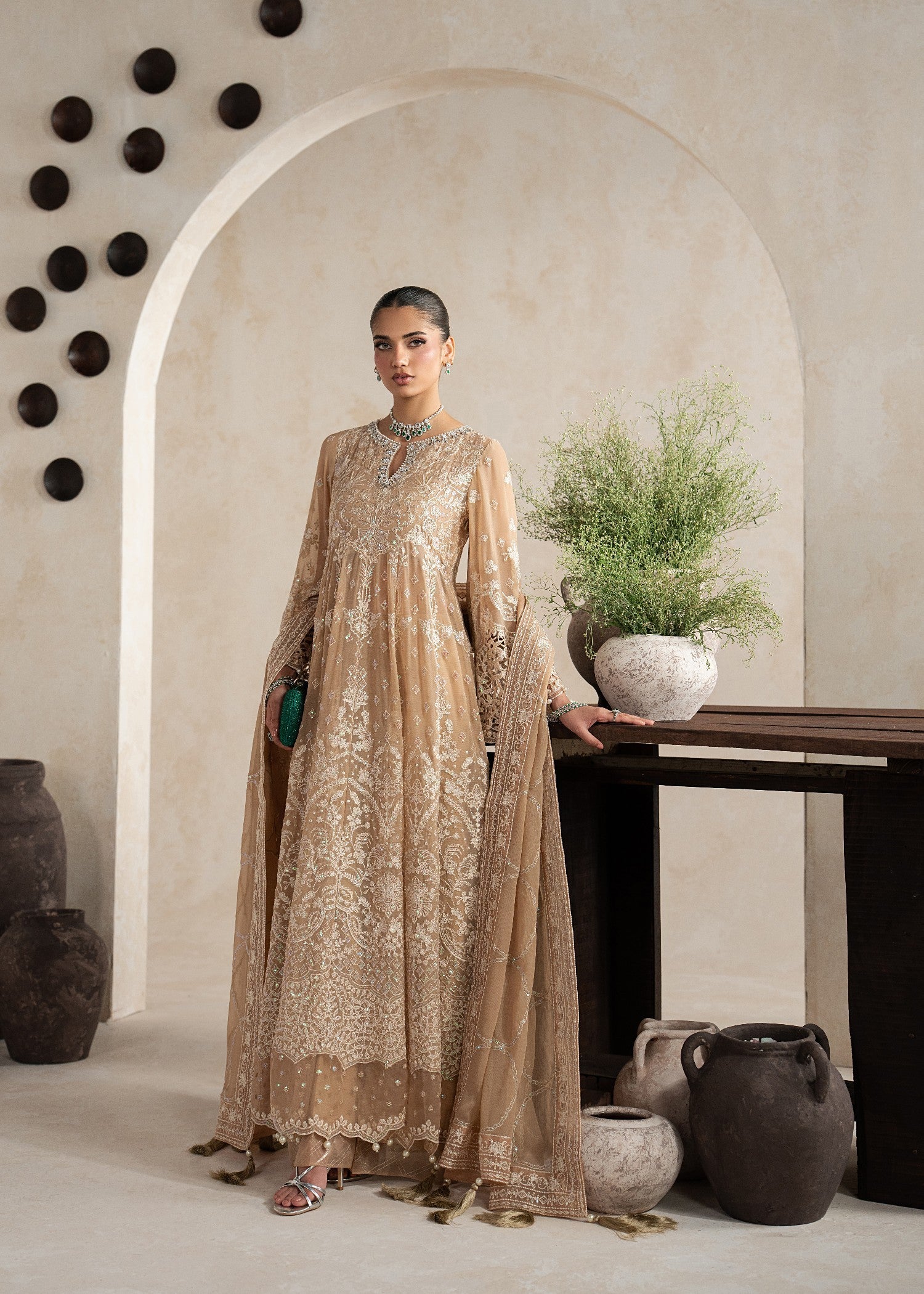 chiffon Pishwas in Champagne