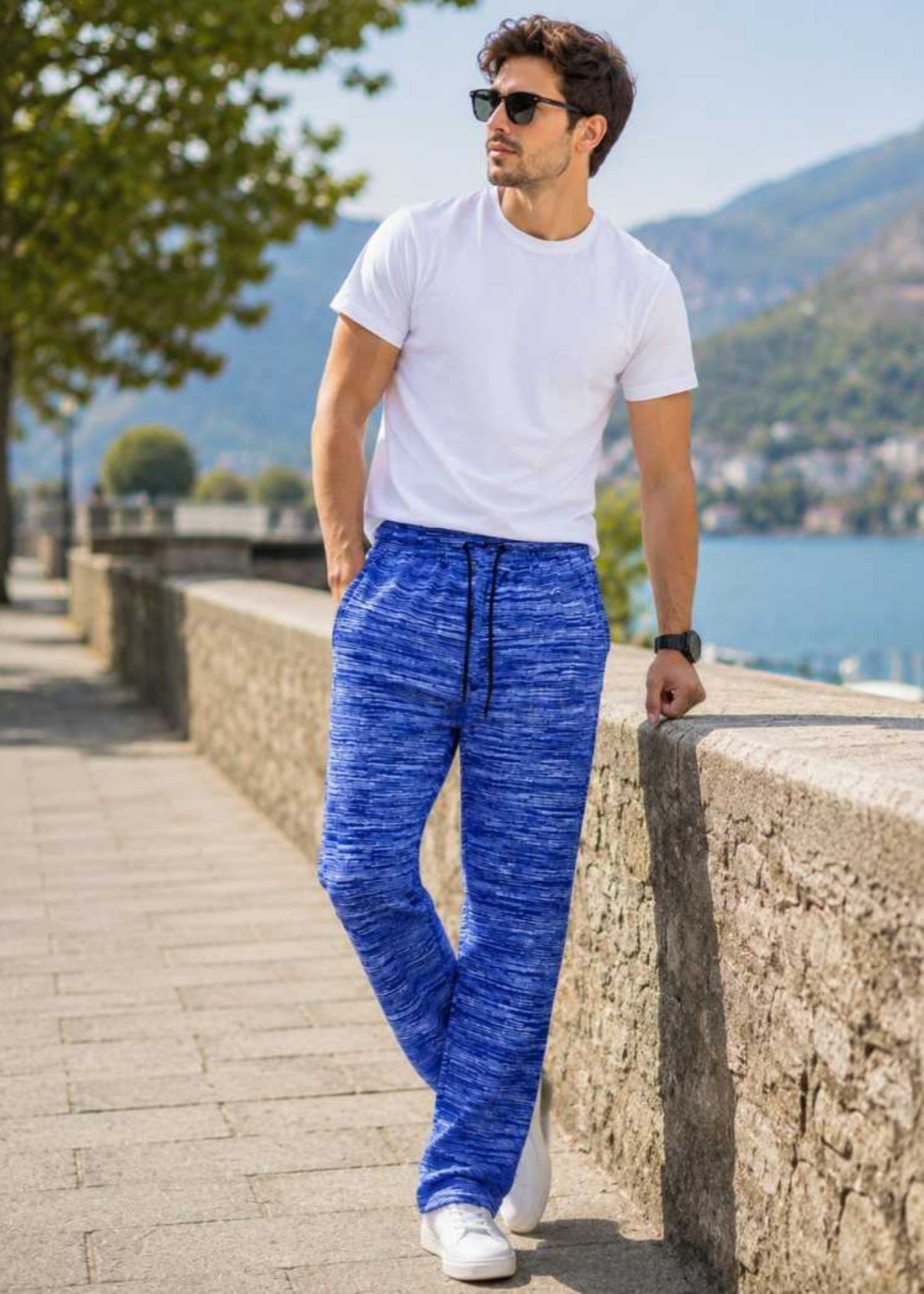 jersey knit Trousers in Blue