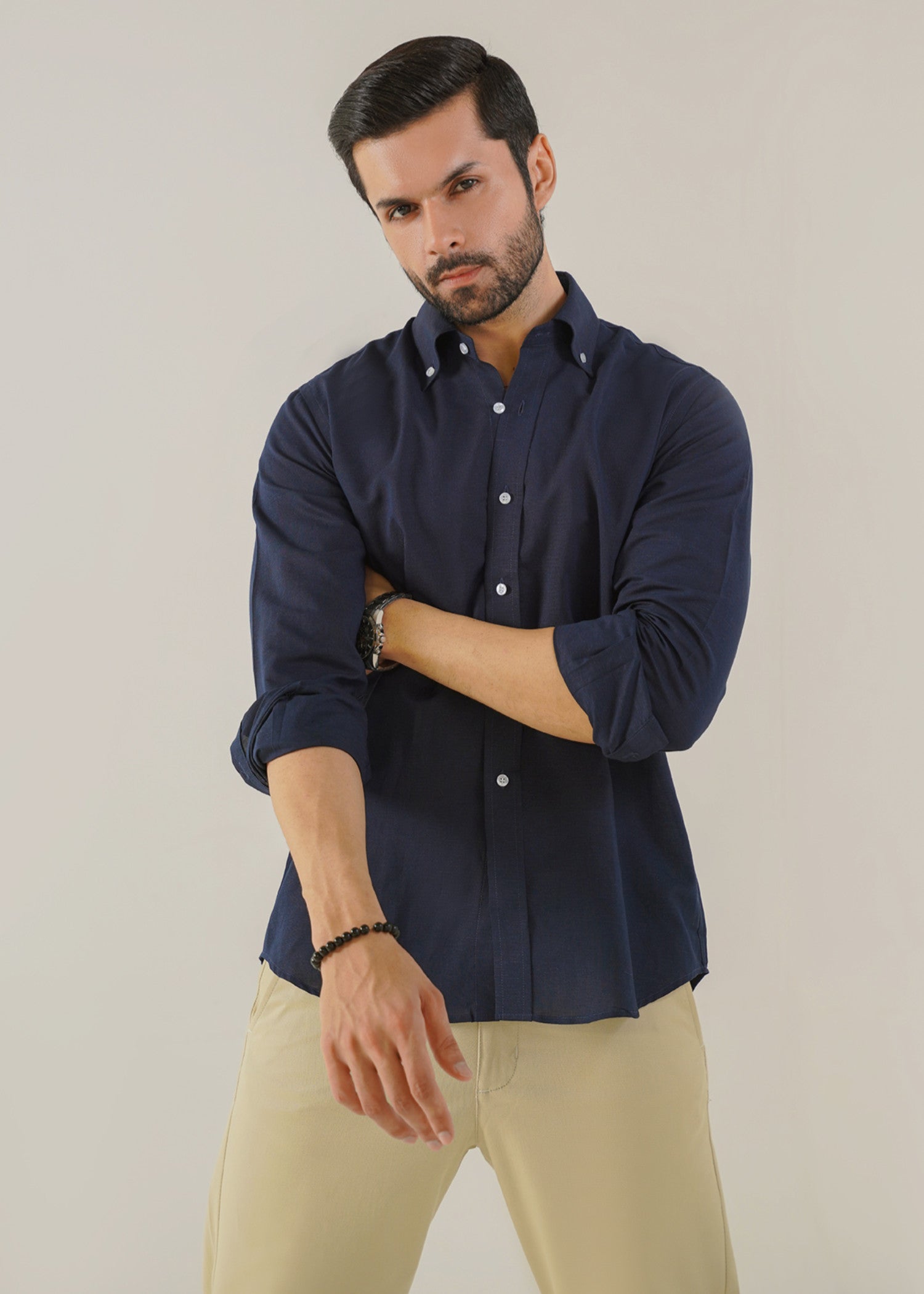 linen Casual Shirt in Midnight blue