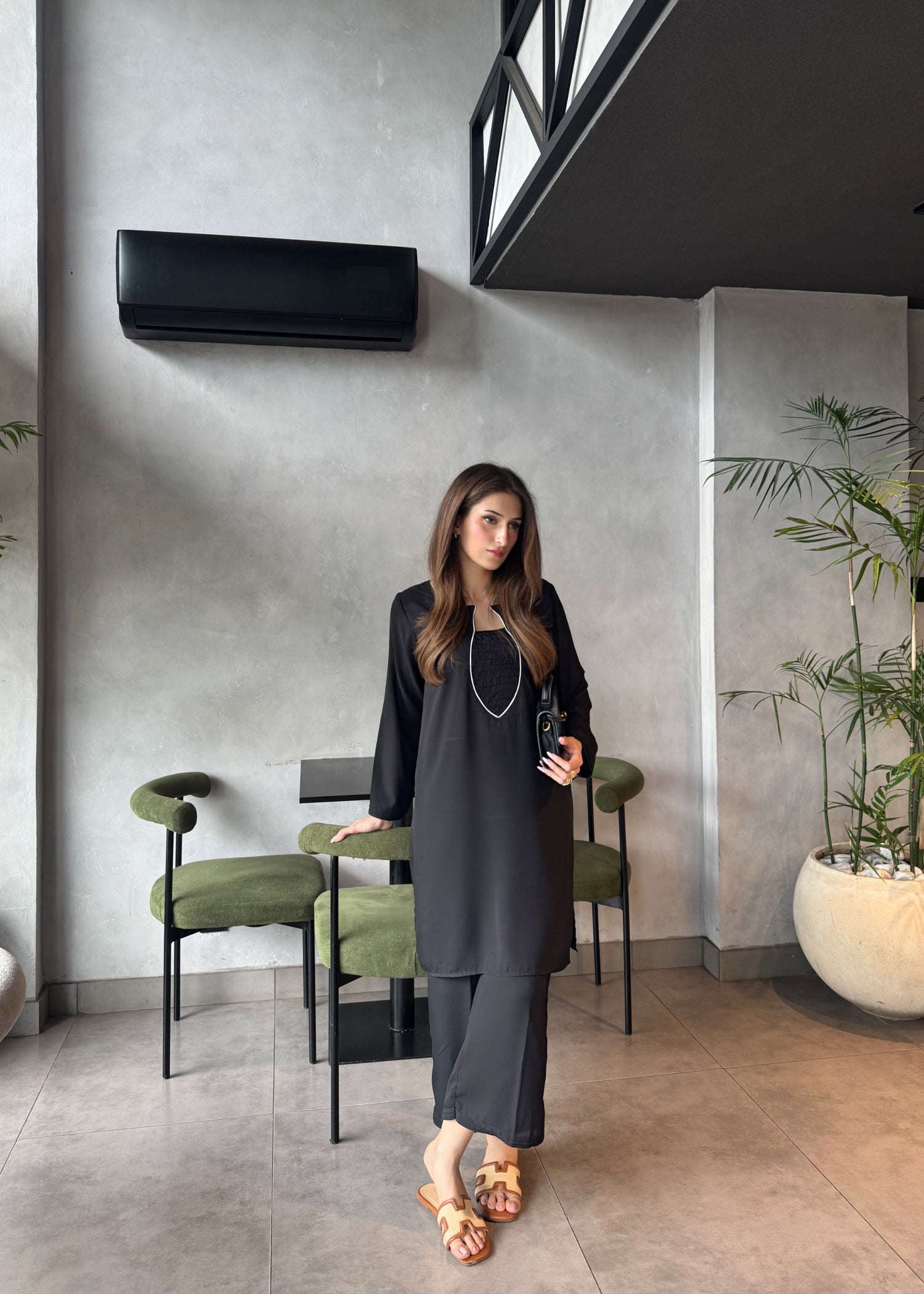 crepe georgette Kurta Set in Black