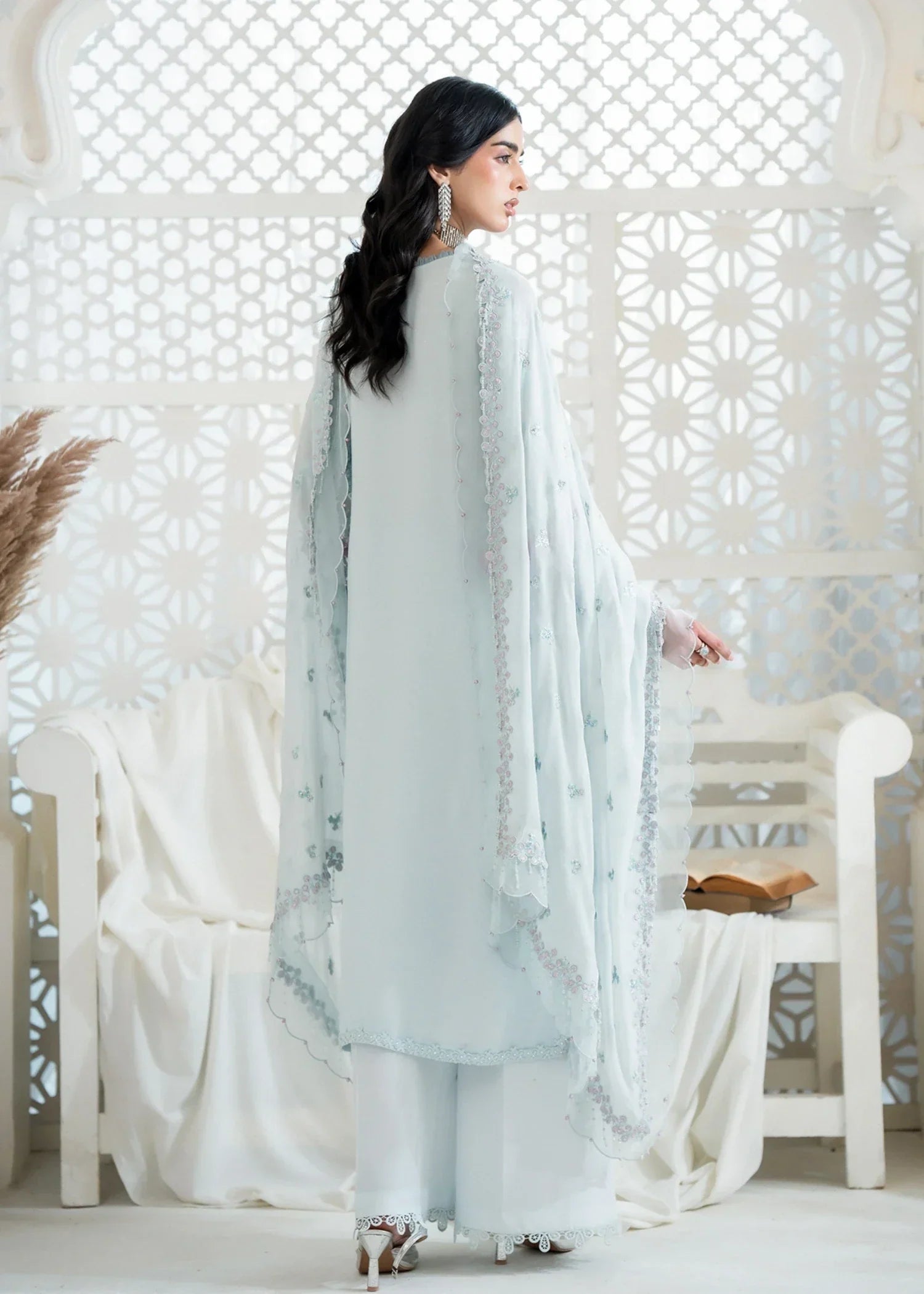 georgette chiffon Kurta Set in Ice blue