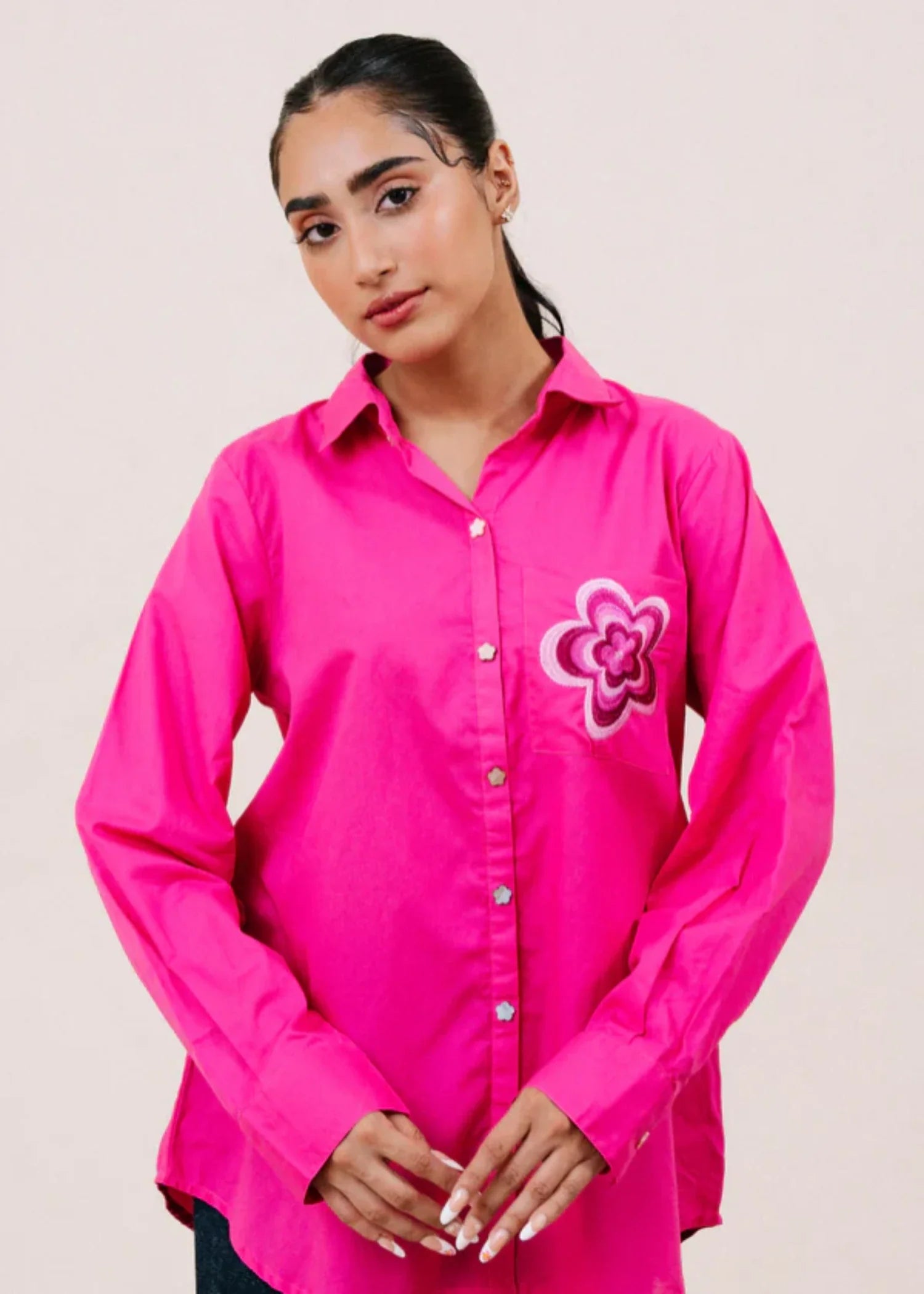 cambric Top in Hot pink