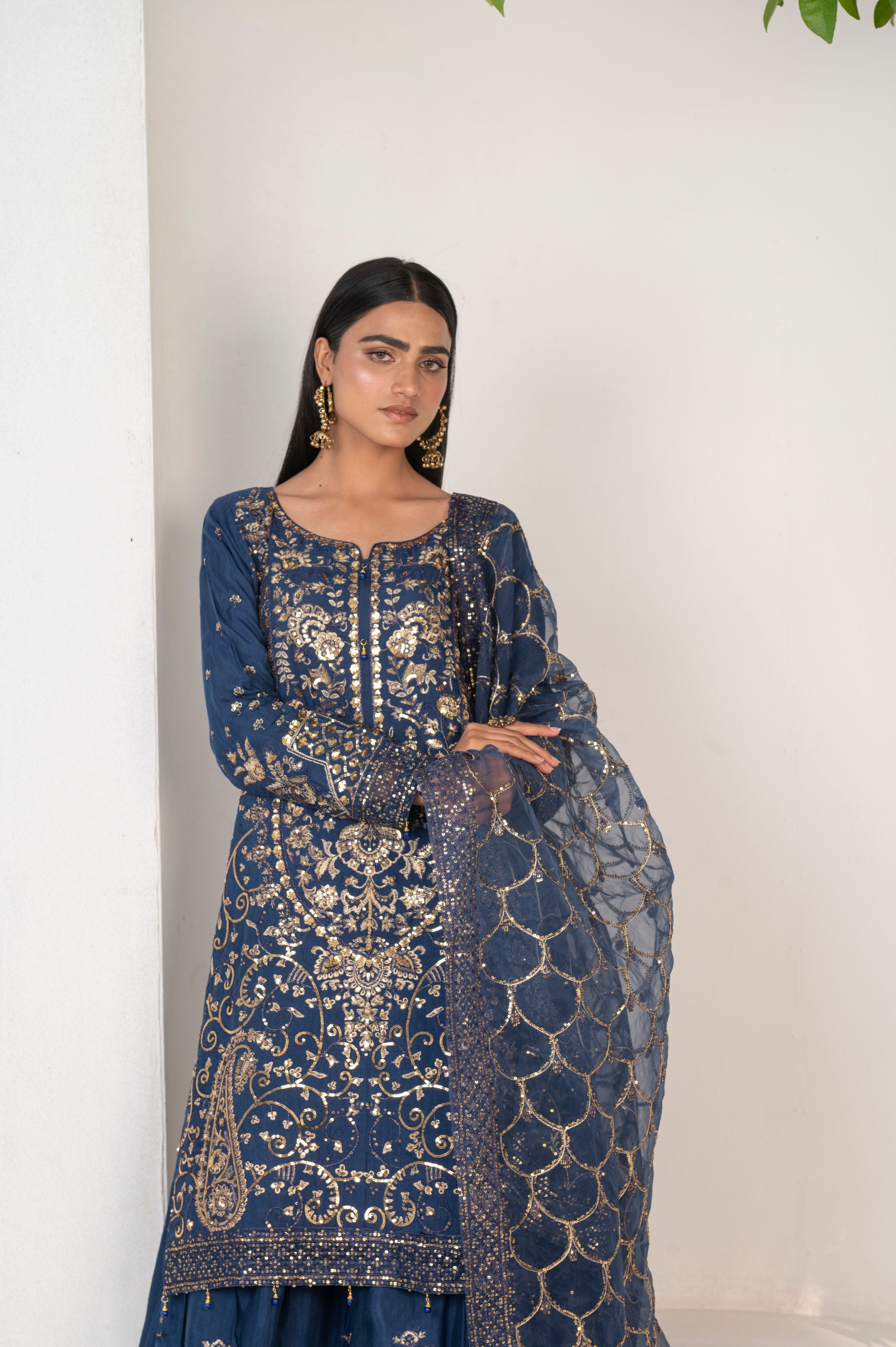 pk raw silk Lehenga in Royal blue