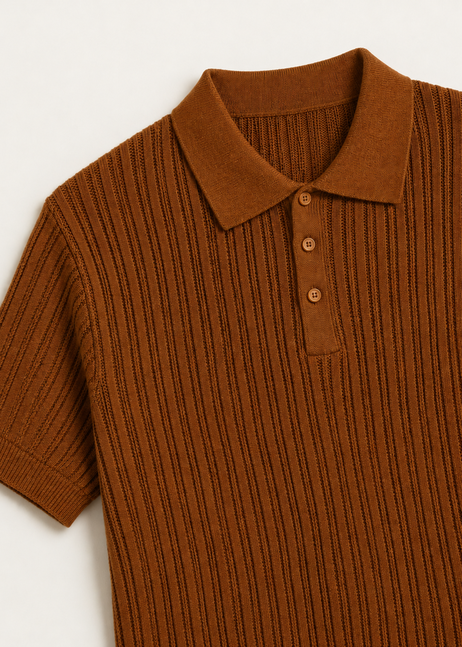 cotton Polo Shirt in Caramel brown