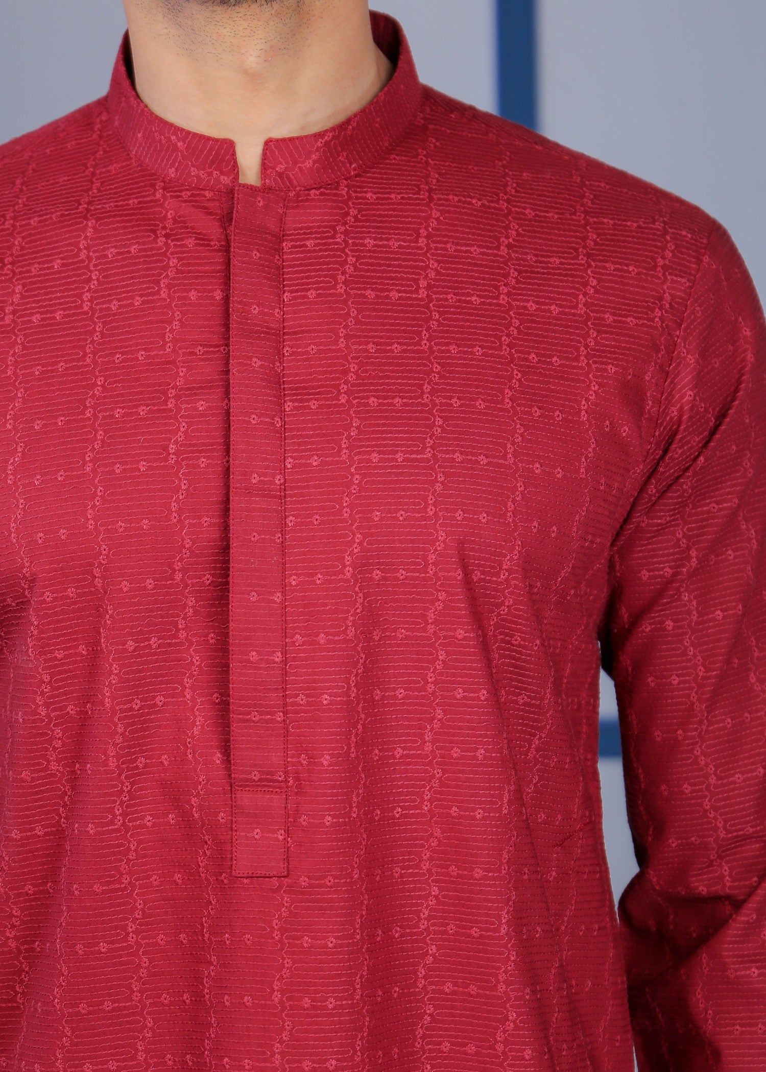 schiffli Kurta in Maroon