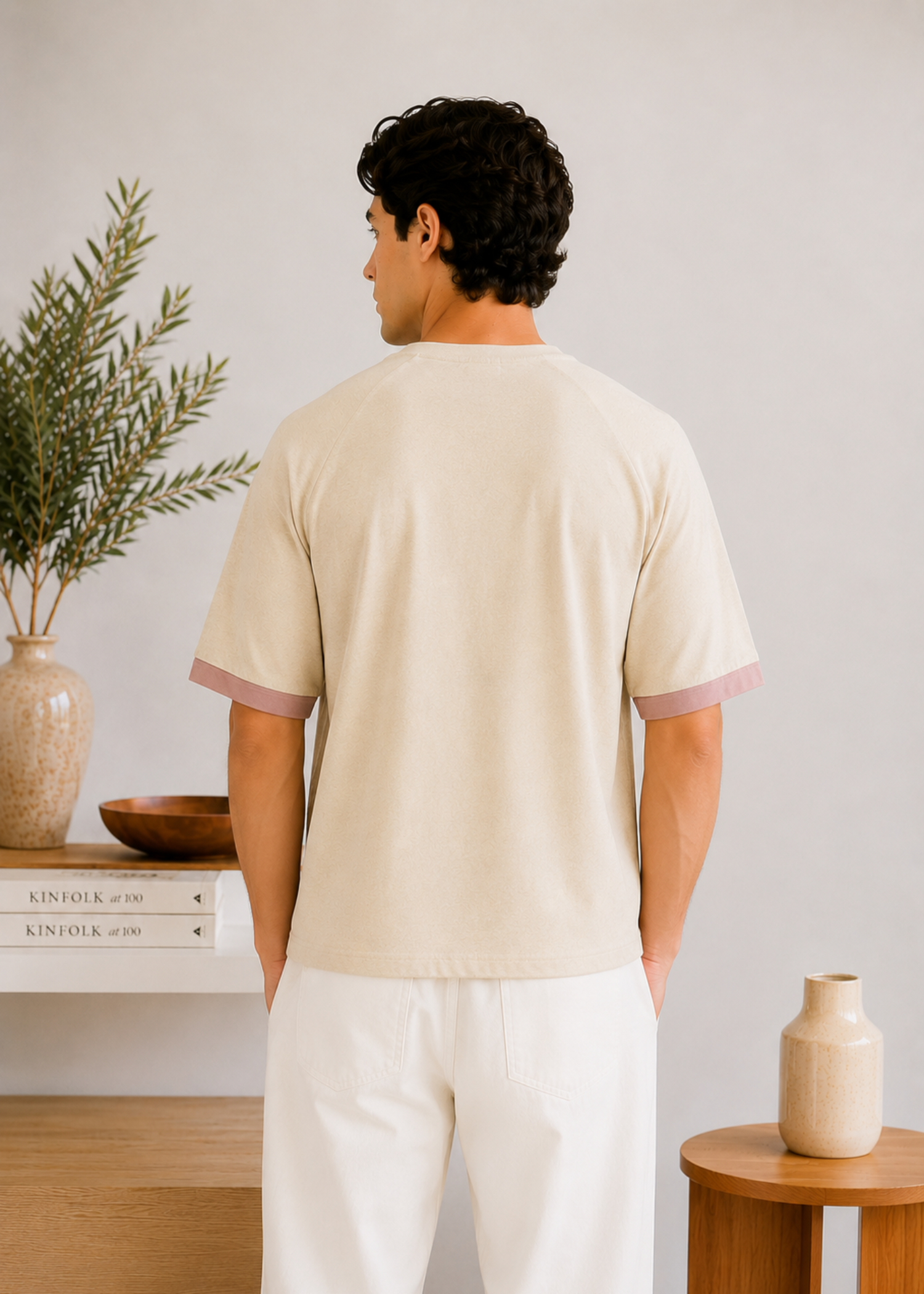 cotton T Shirt in Pale pink
