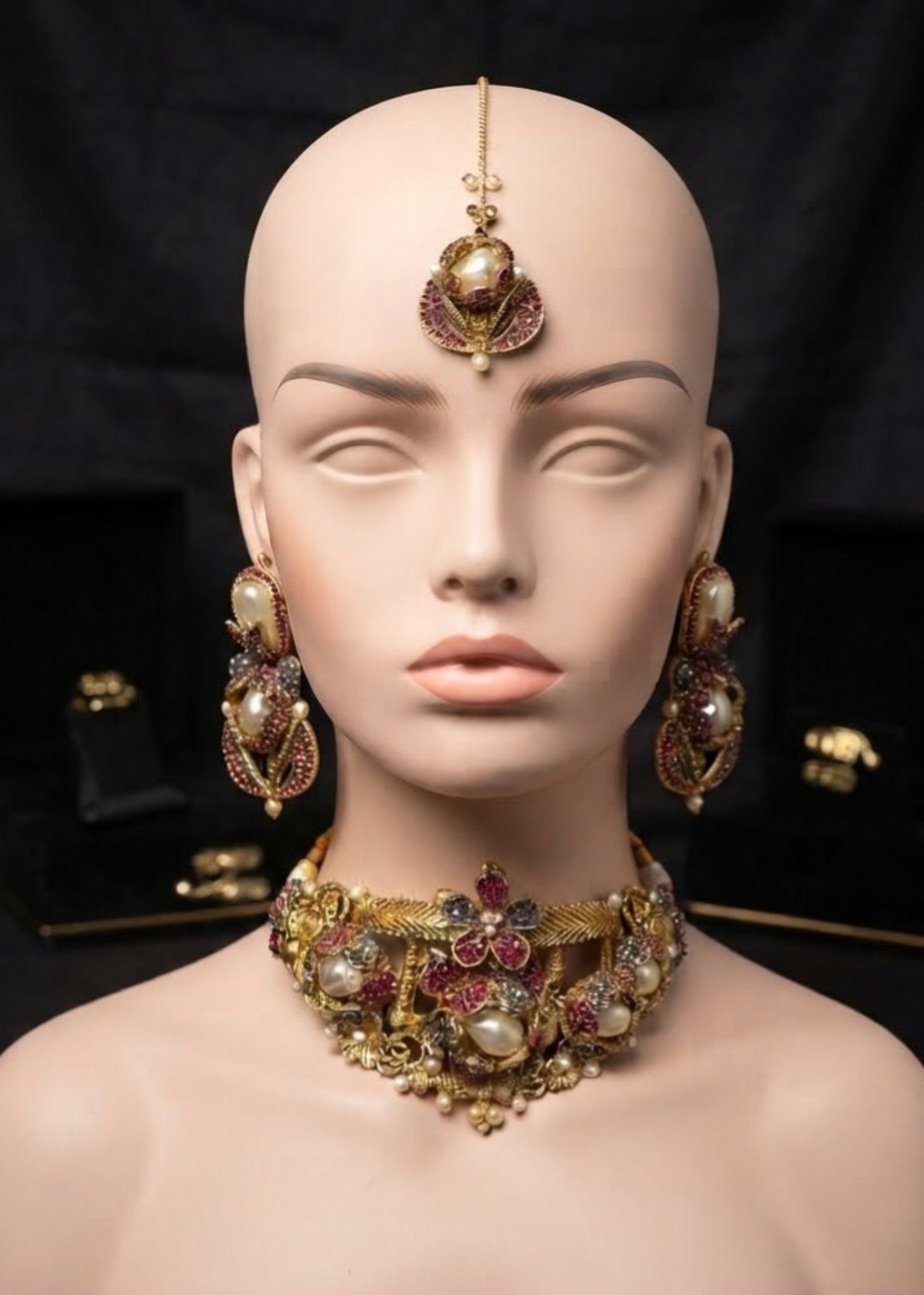 Choker in Steal grey, ruby red Color by - Trendy Women Choker ZCP1704