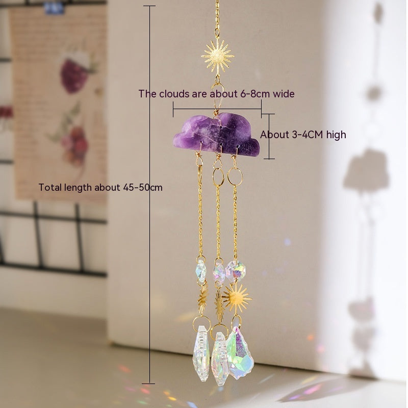 Natural Crystal Agate Cloud Sun Catcher Ornaments Window Sill Forest Garden Wind Chimes Color Lighting Pendant
