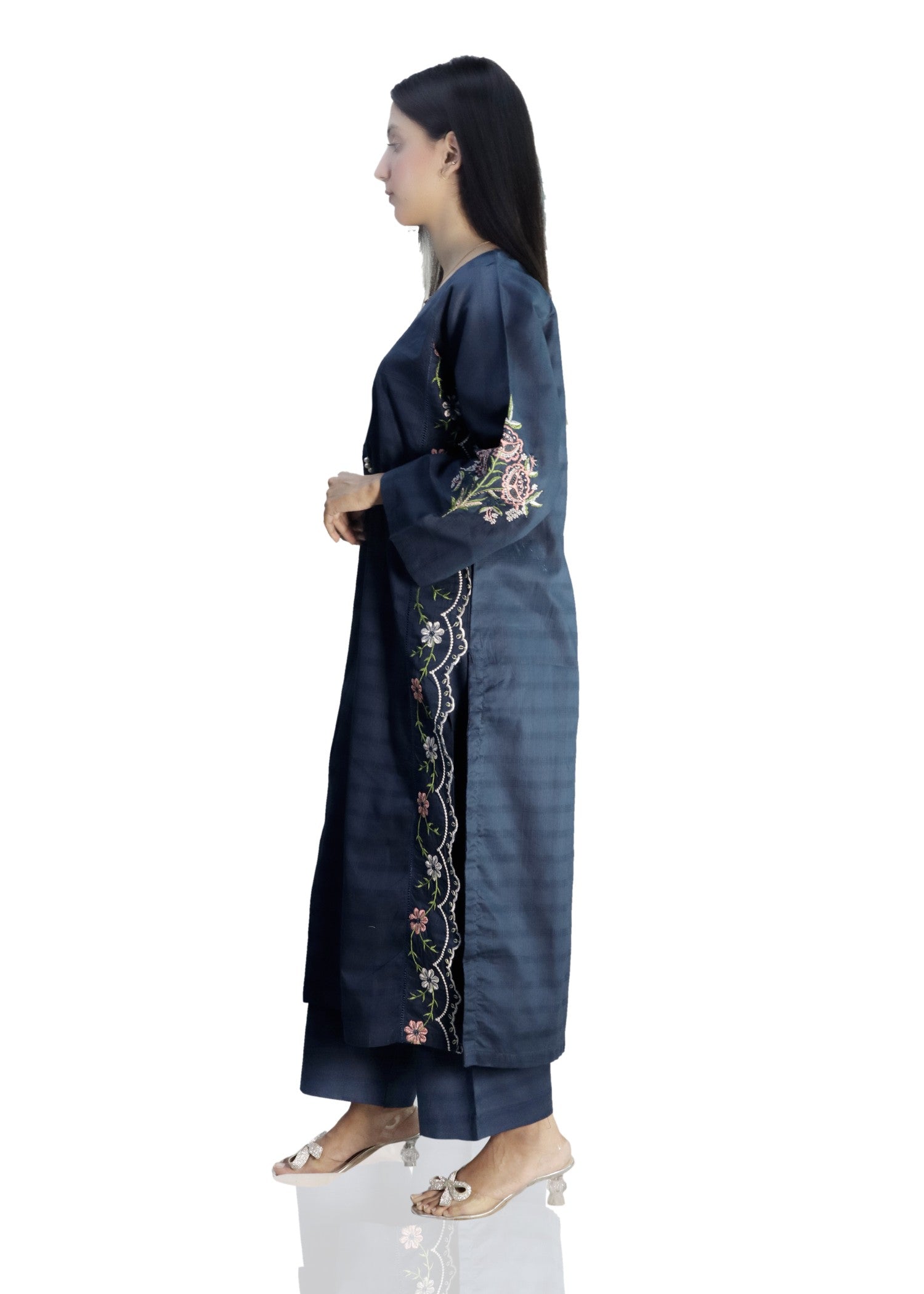 cotton dobby Kurta Set in Cobalt blue