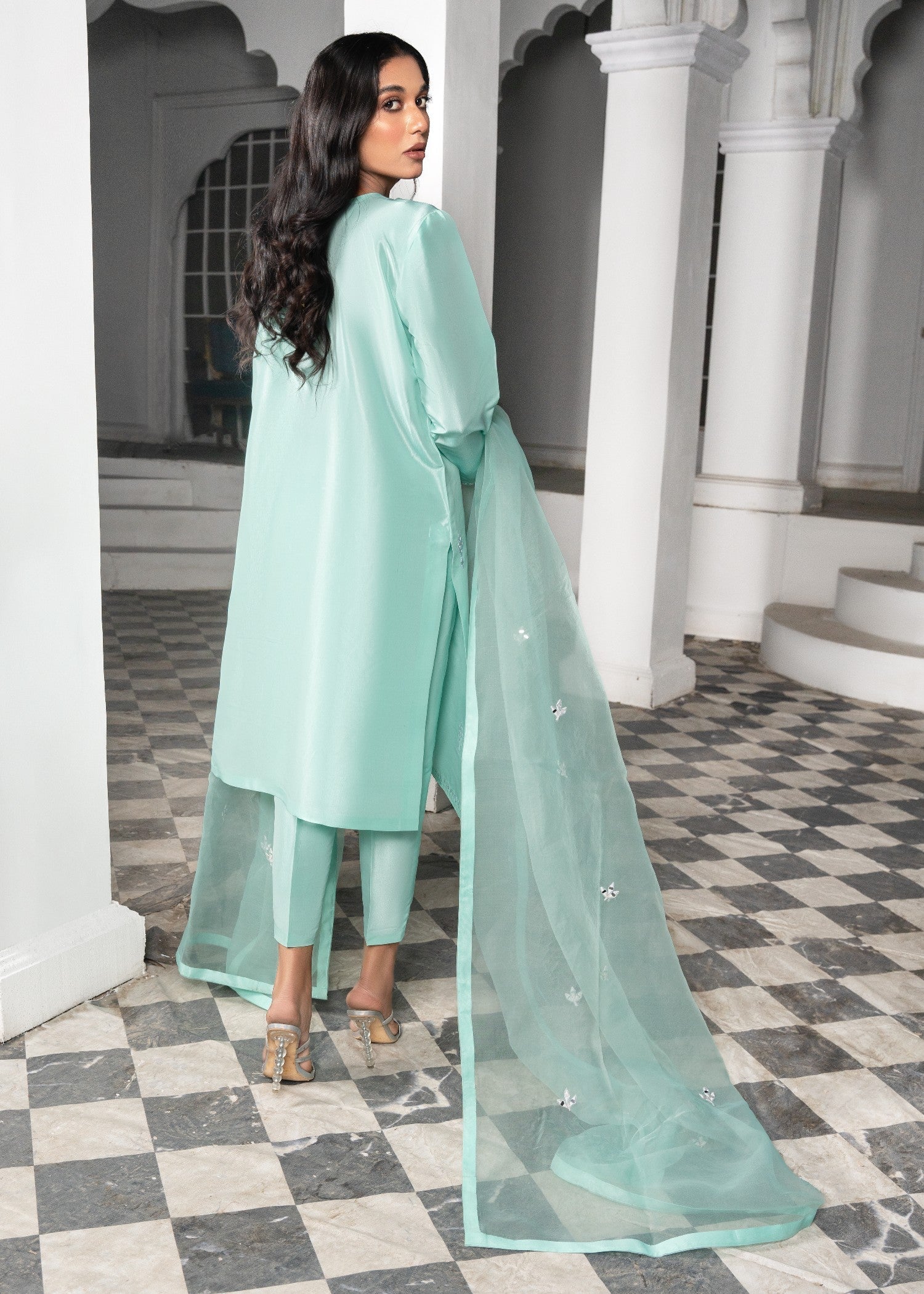 kattan silk Kurta Set in Aquamarine