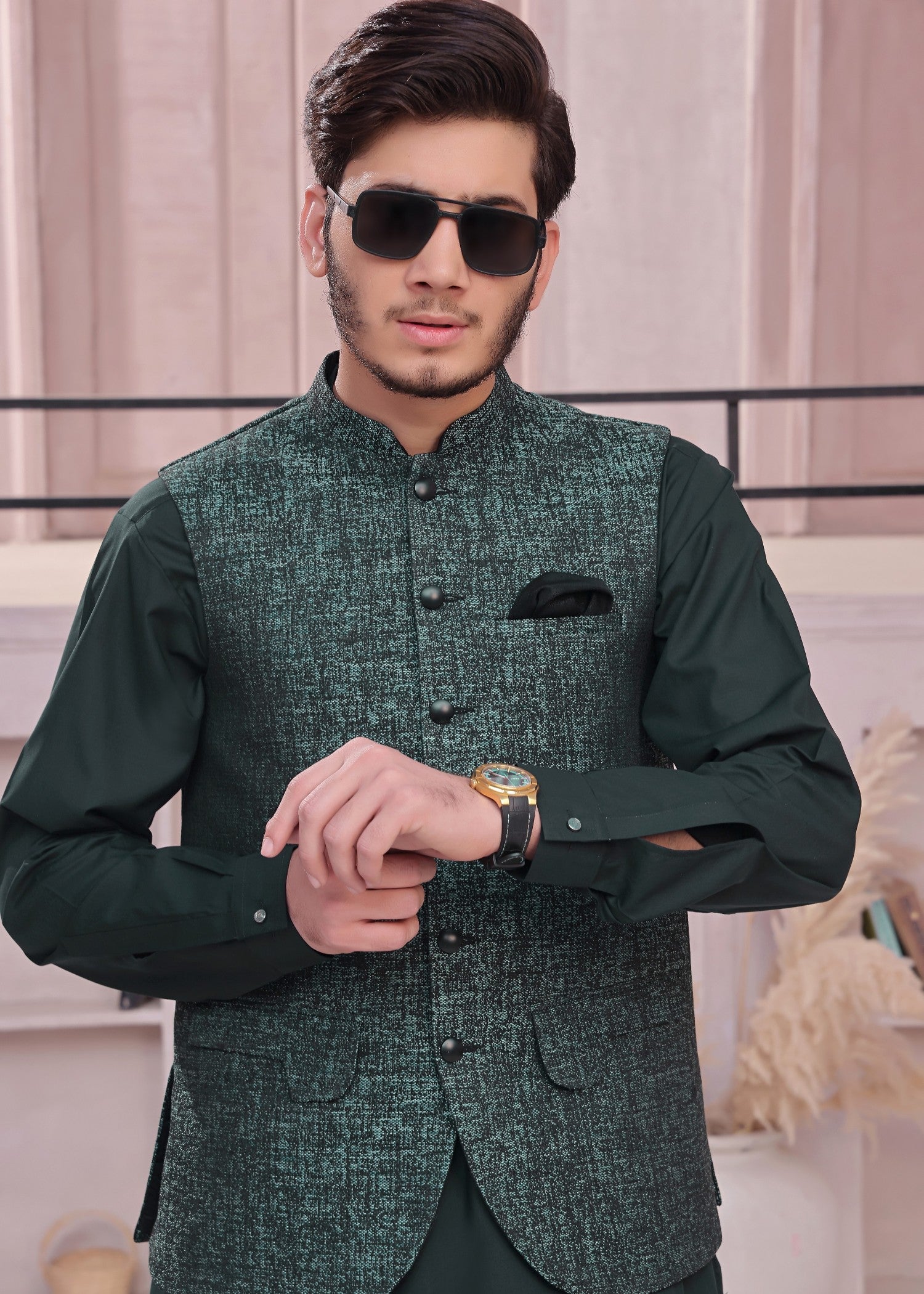 suiting Waistcoat in Dark green by The Great Masters (TGM)