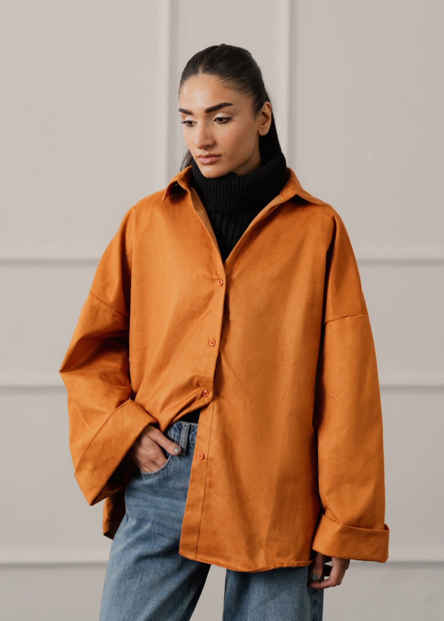 polyester Top in Rust orange