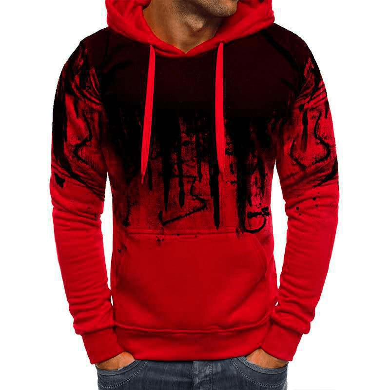 Men'S Velvet Sweatshirt with Ink-Splashing Print Pullover Sweater
