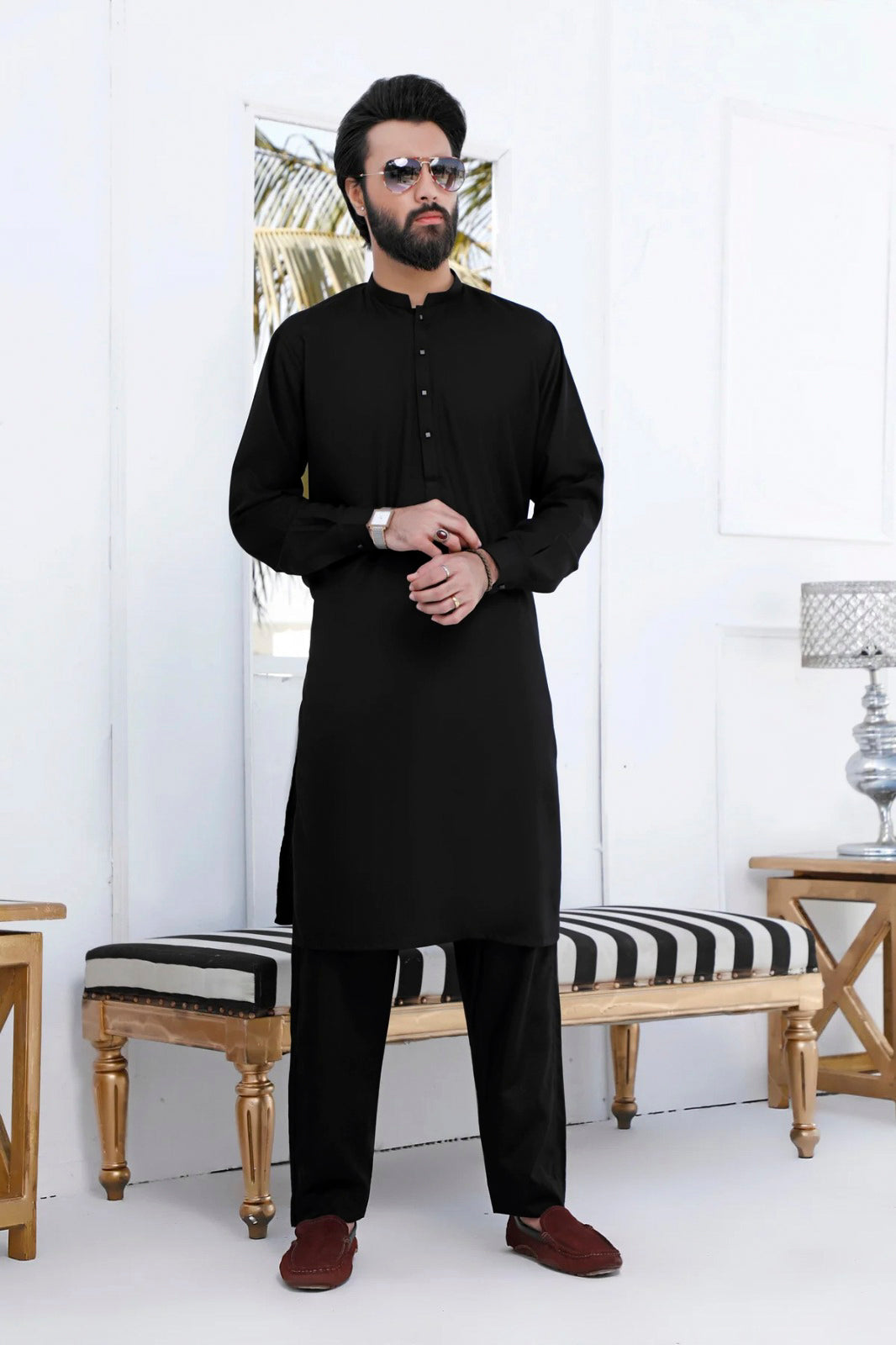 jamawar Prince Coat in Maroon