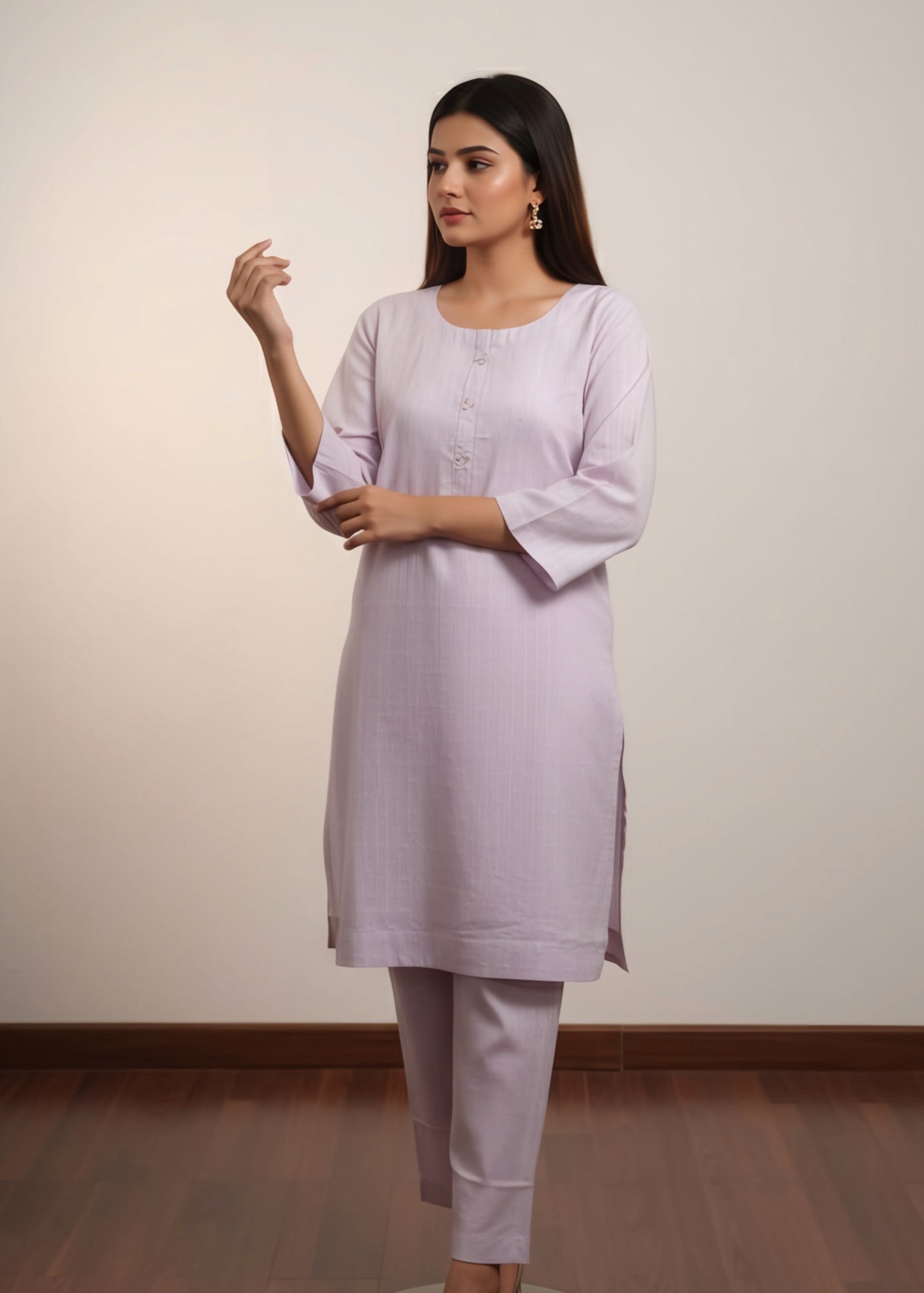cotton Kurta Set in Lilac