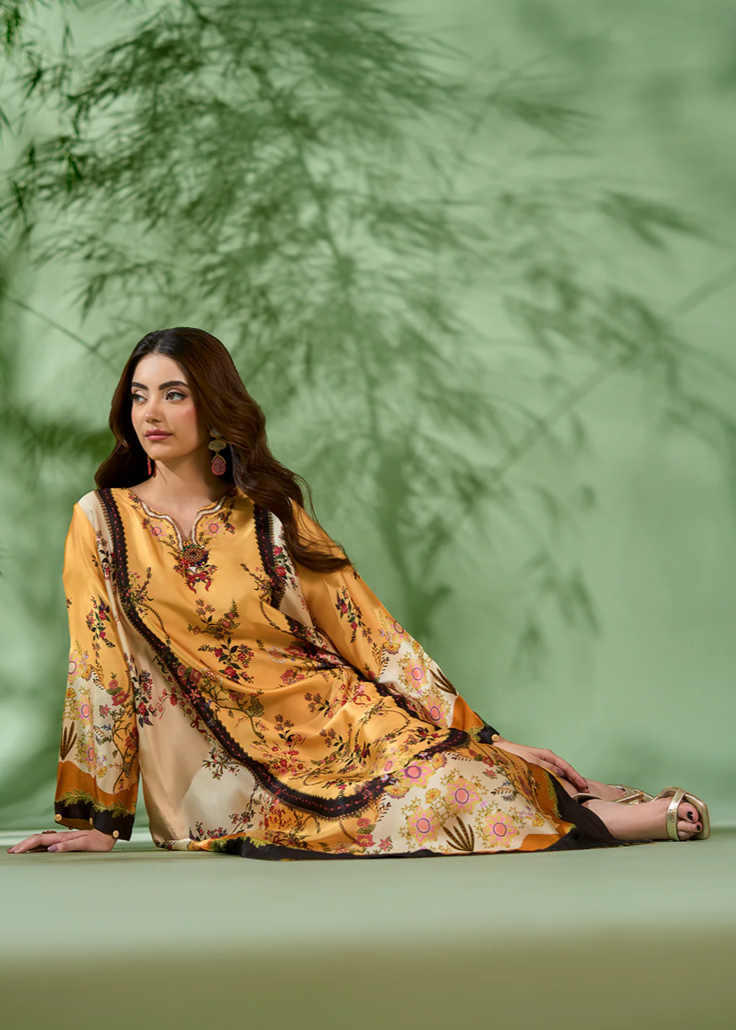 silk Kaftan in Yellow