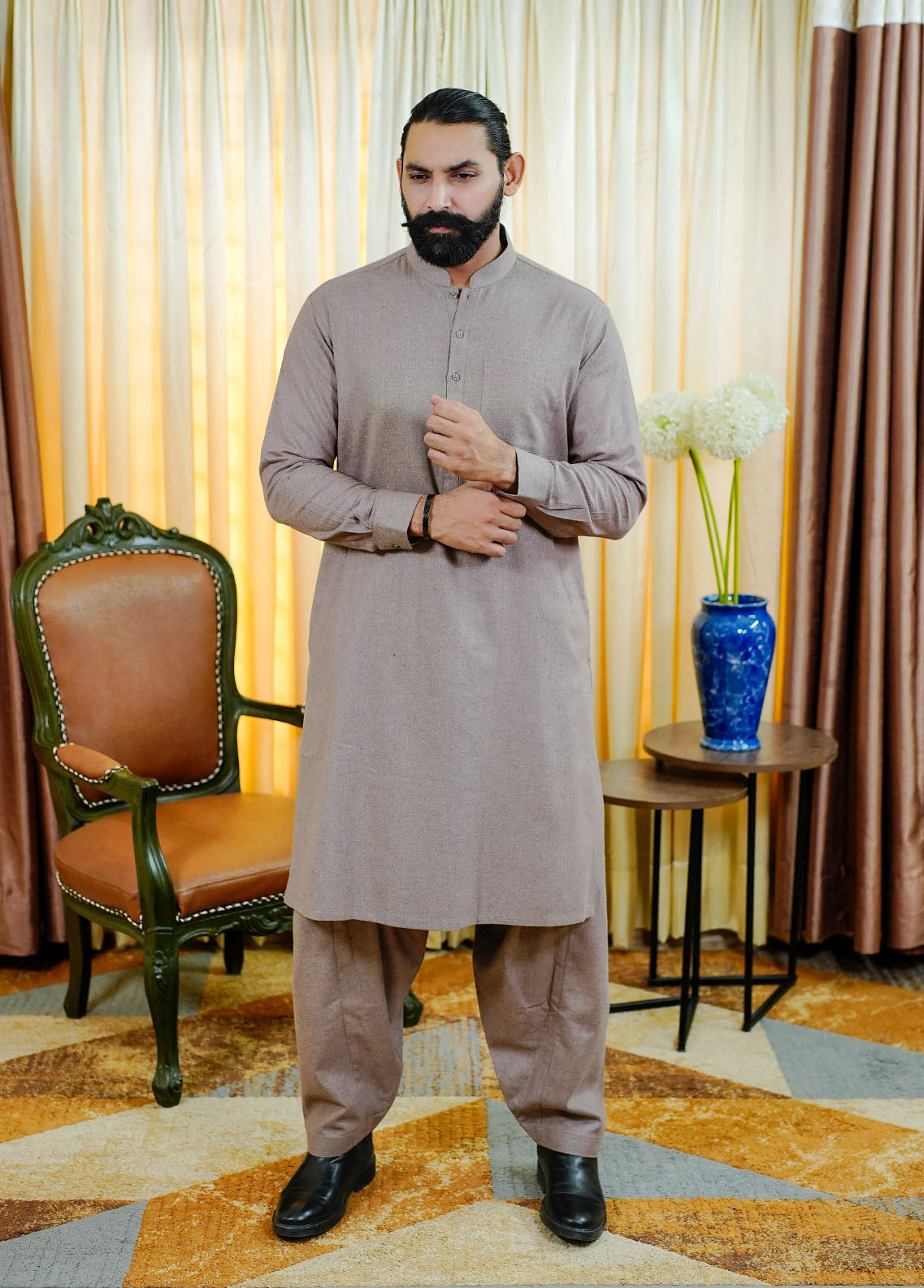 blended wool Shalwar Kameez in Lilac
