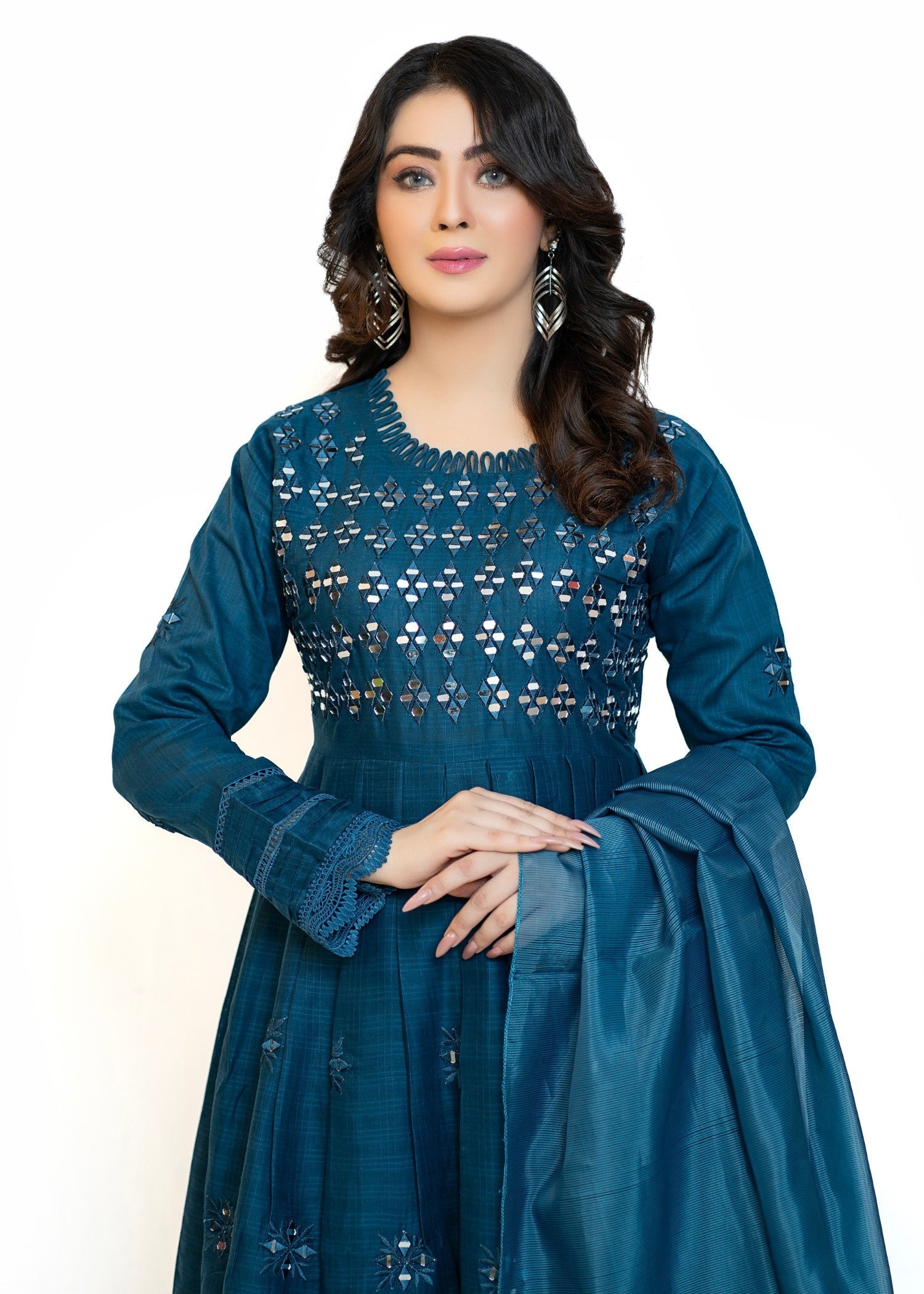 cotton Short Frock in Teal